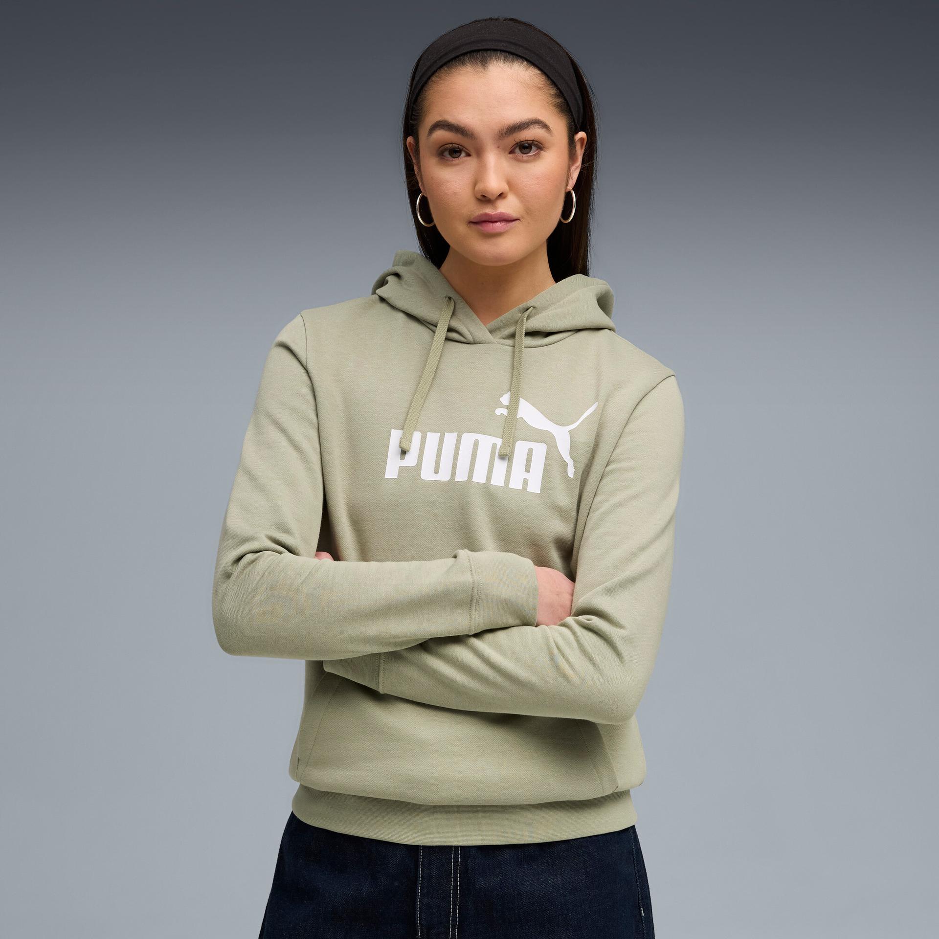puma essentials women's hoodie in green, size xxl