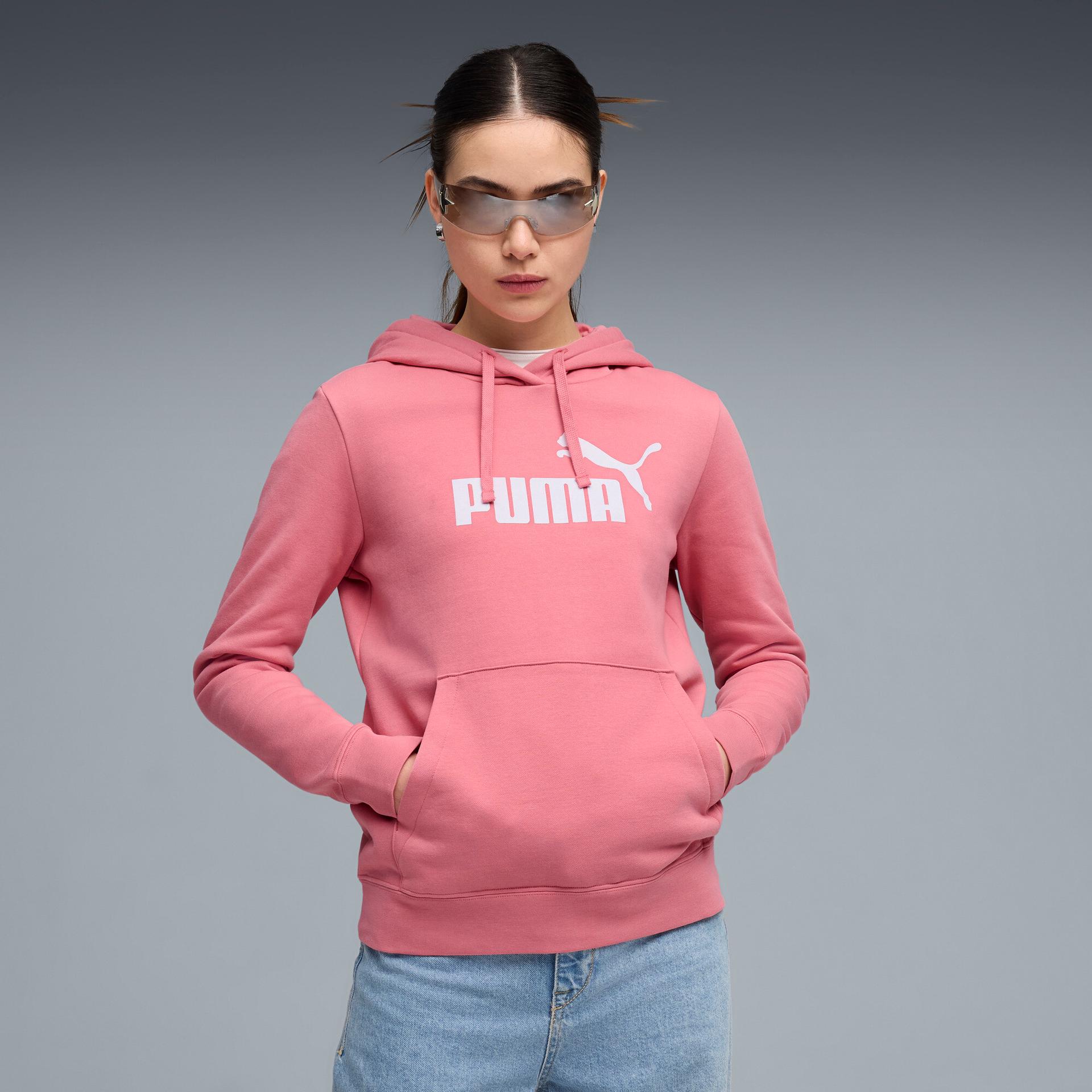 puma essentials women's hoodie in pink, size s