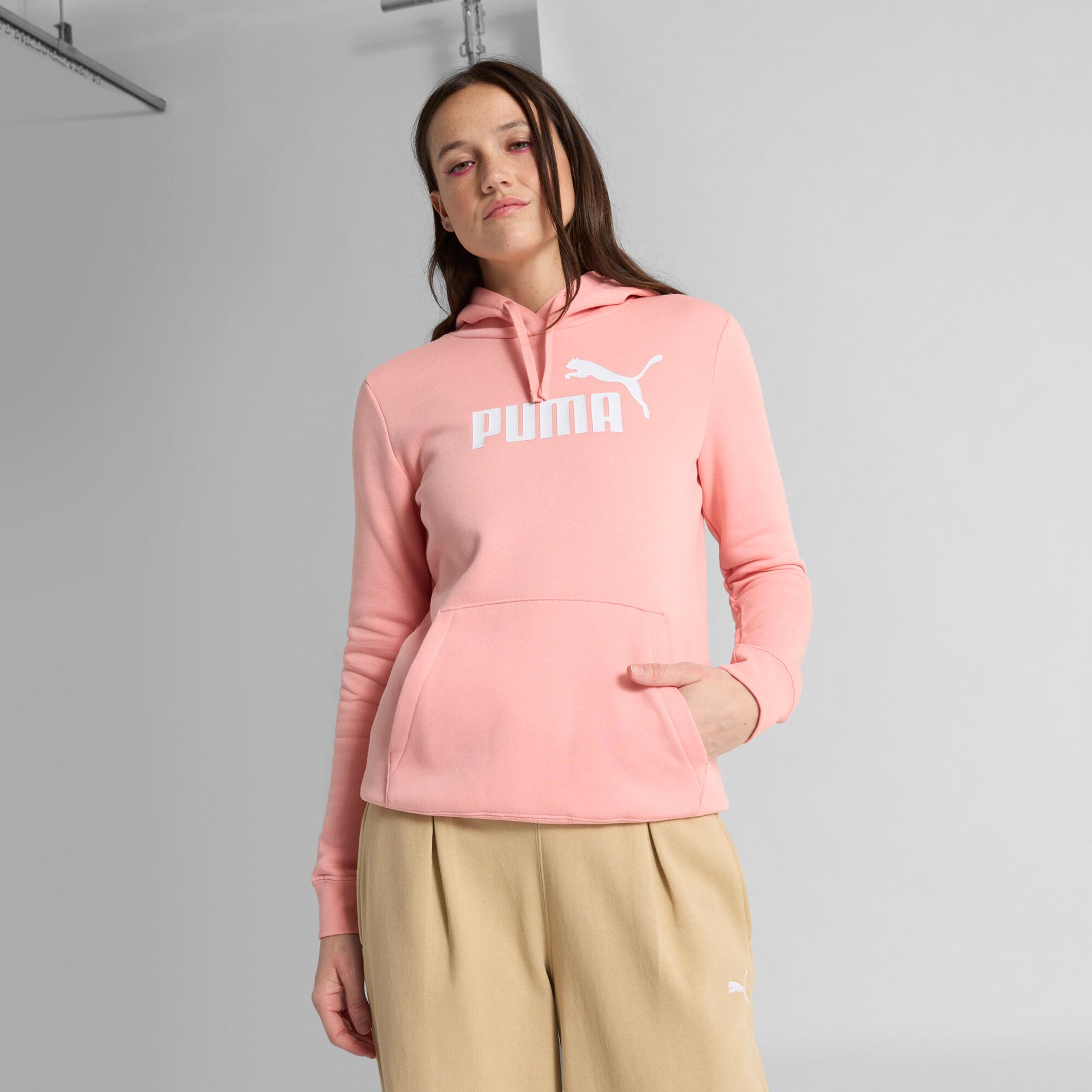 puma essentials women's hoodie in pink, size xl