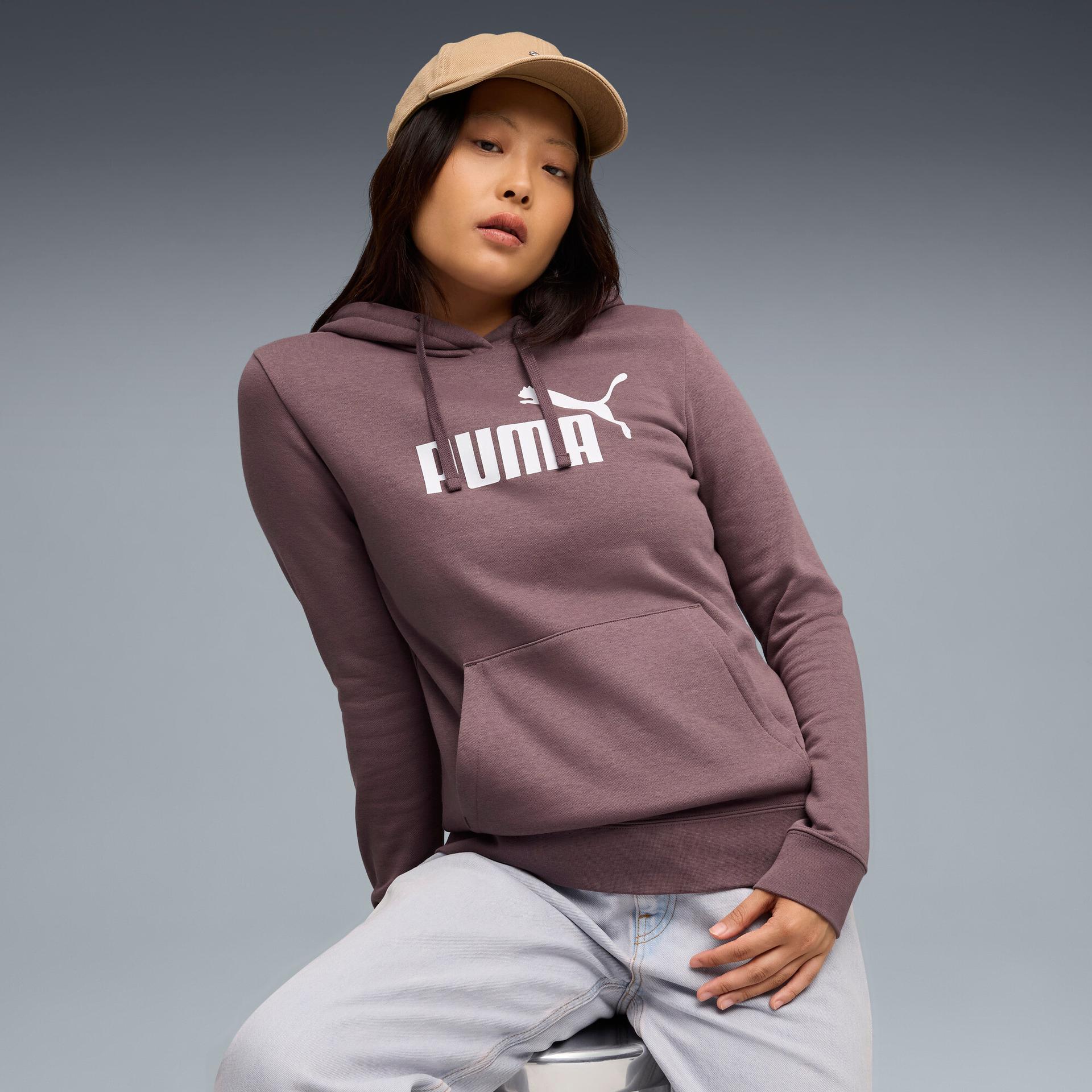 puma essentials women's hoodie in purple, size xxl
