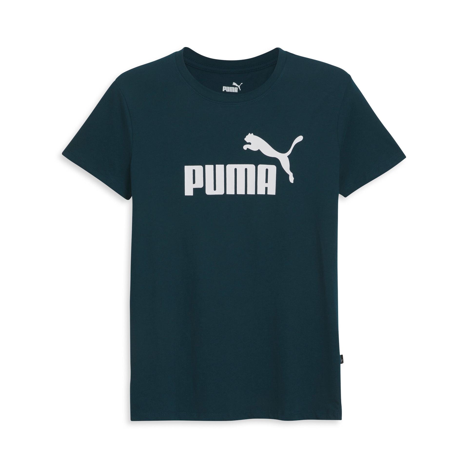 puma essentials women's logo t-shirt in blue, size l