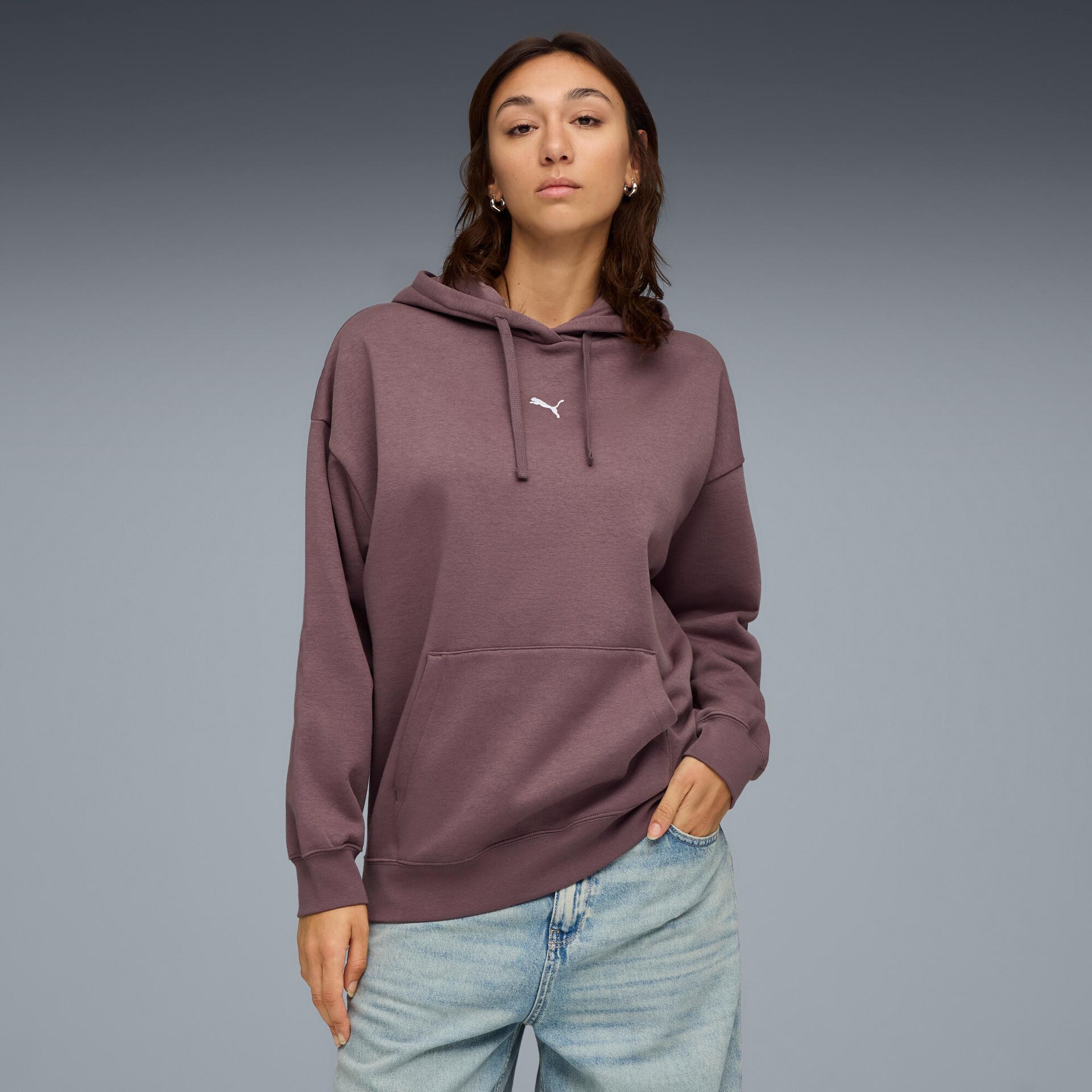 puma essentials women's oversized hoodie in purple, size xxs