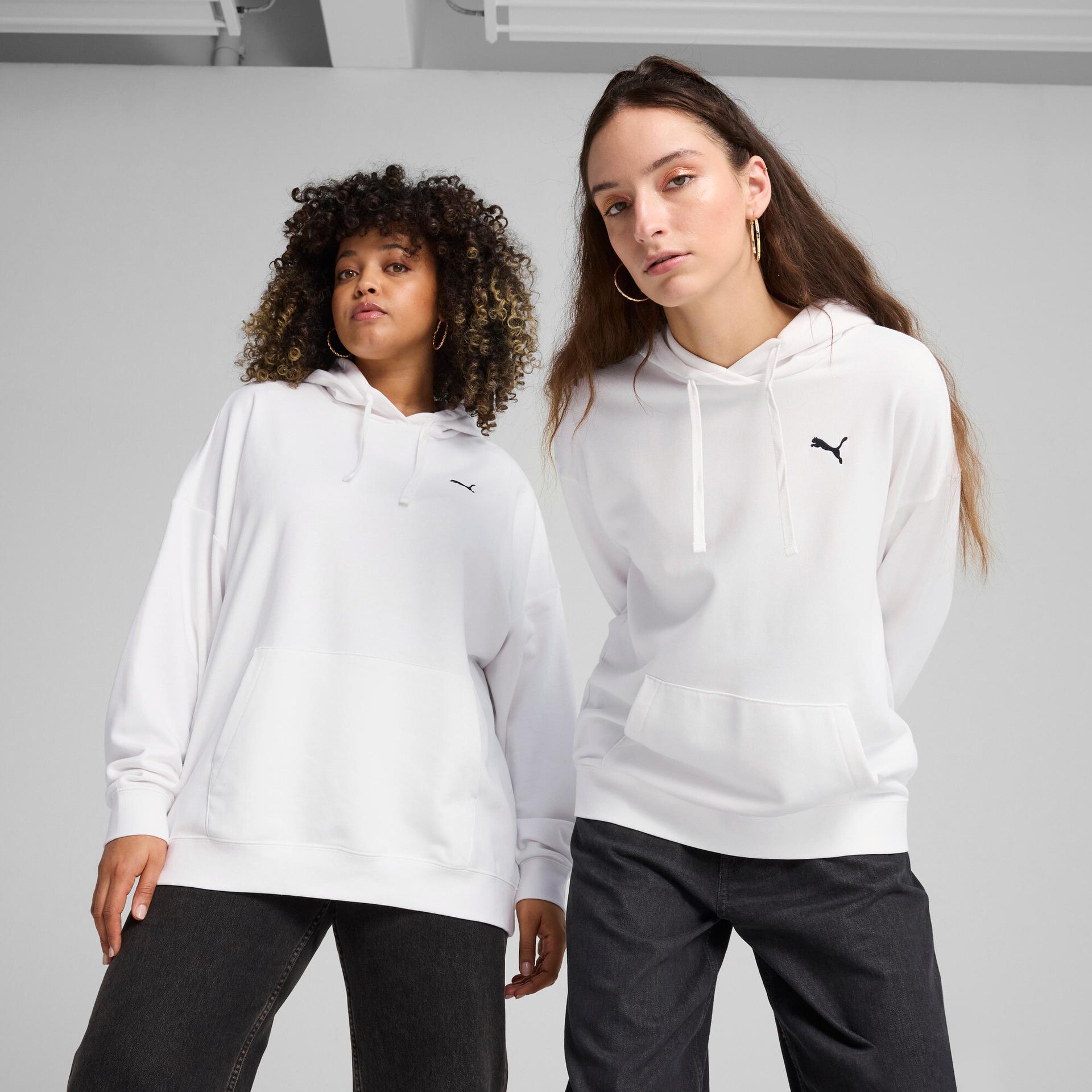 puma essentials women's relaxed hoodie in white, size xxs