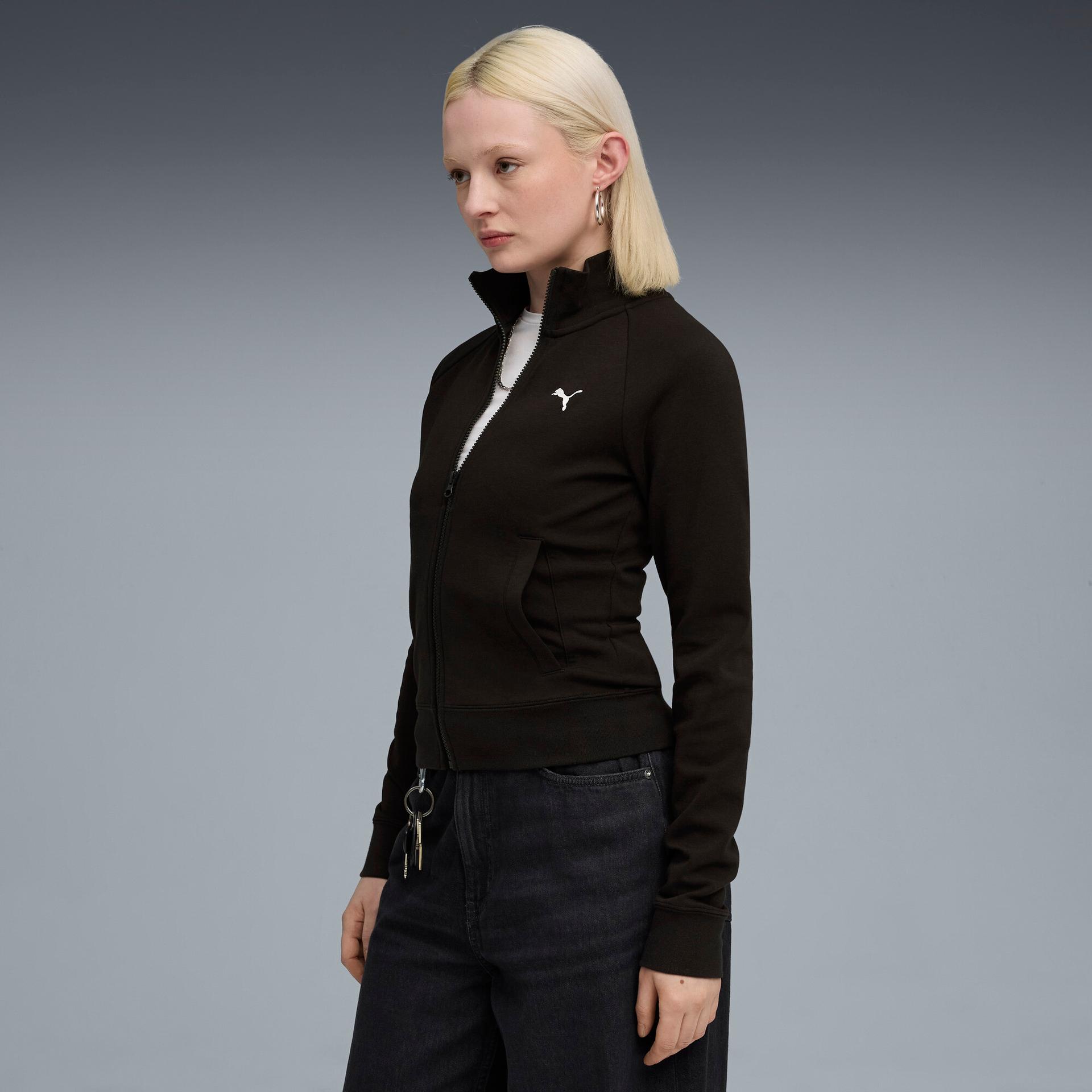 puma essentials women's slim track jacket in black, size xs