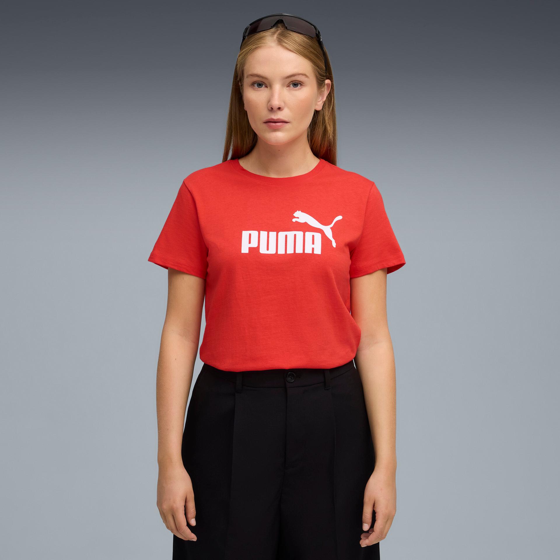 puma essentials women's t-shirt in red, size l