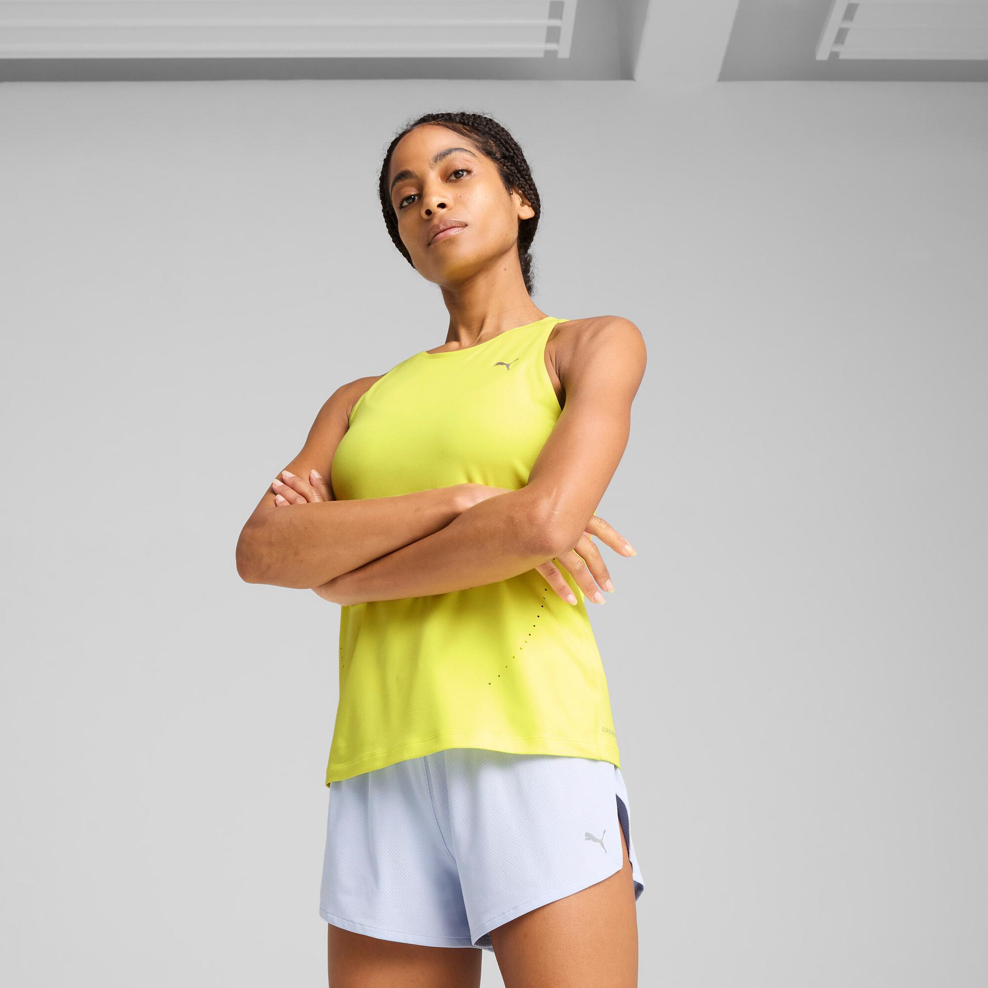 puma everyday cloudspun ultra soft women's running tank top in yellow, size xl