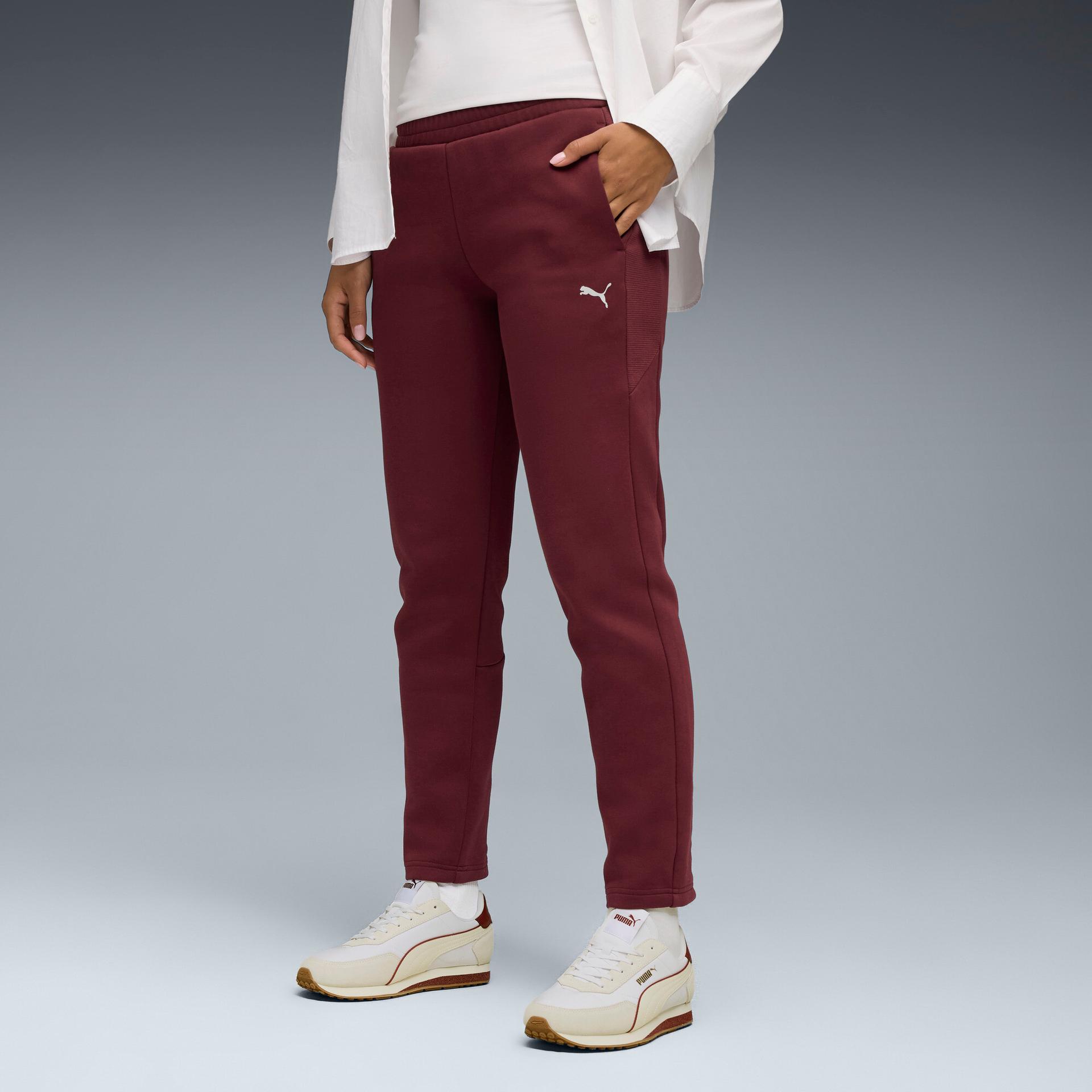 puma evostripe women's sweatpants in red, size xl