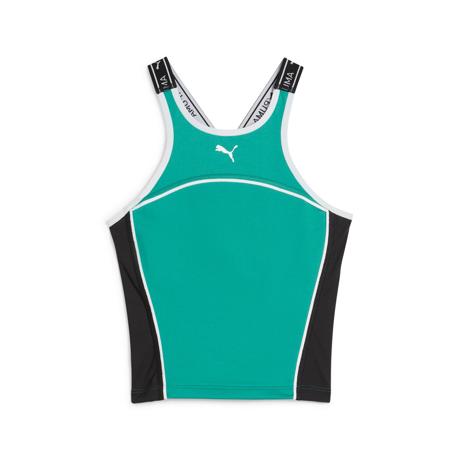 puma fit train strong fitted women's tank top in green, size m