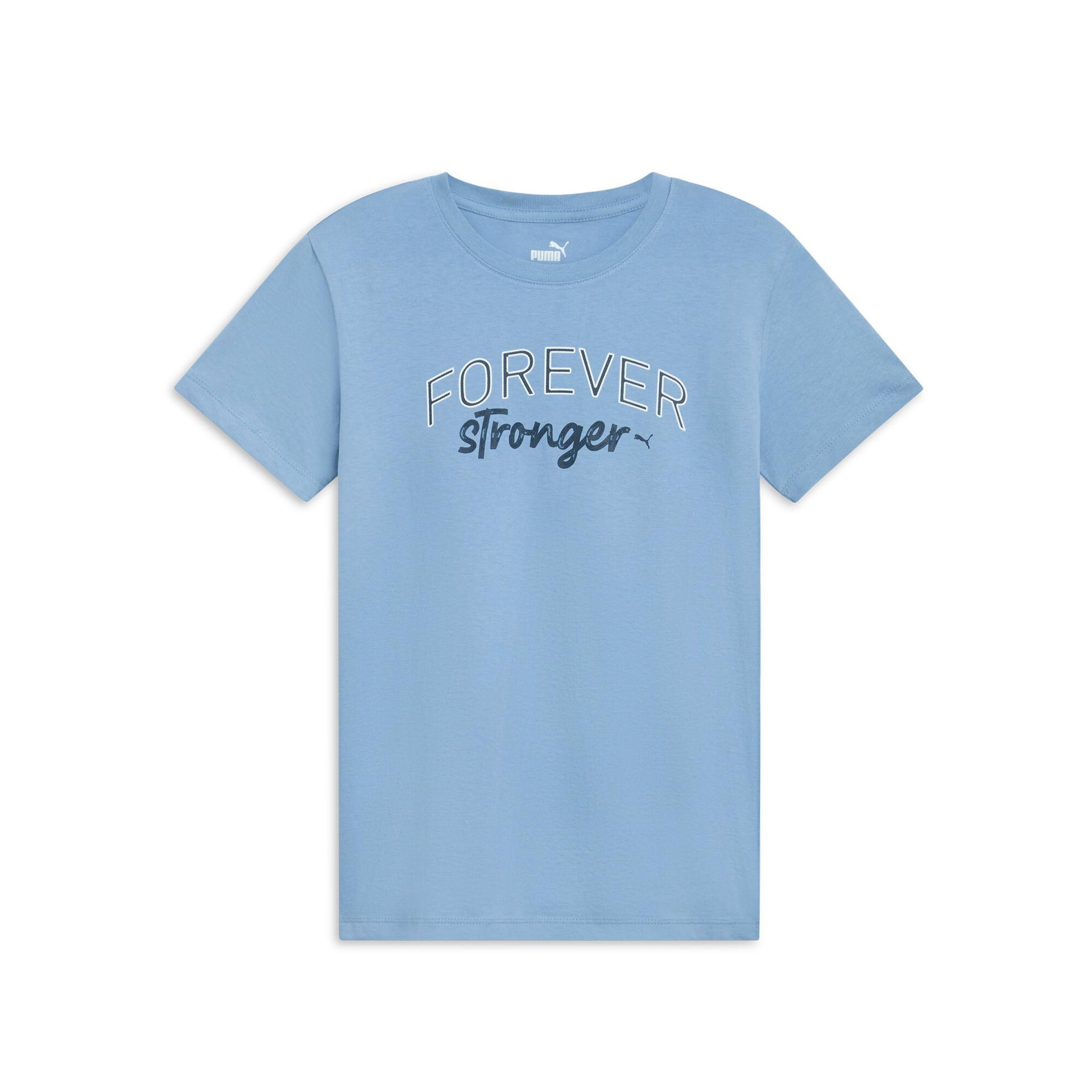 puma forever stronger women's t-shirt in blue, size s