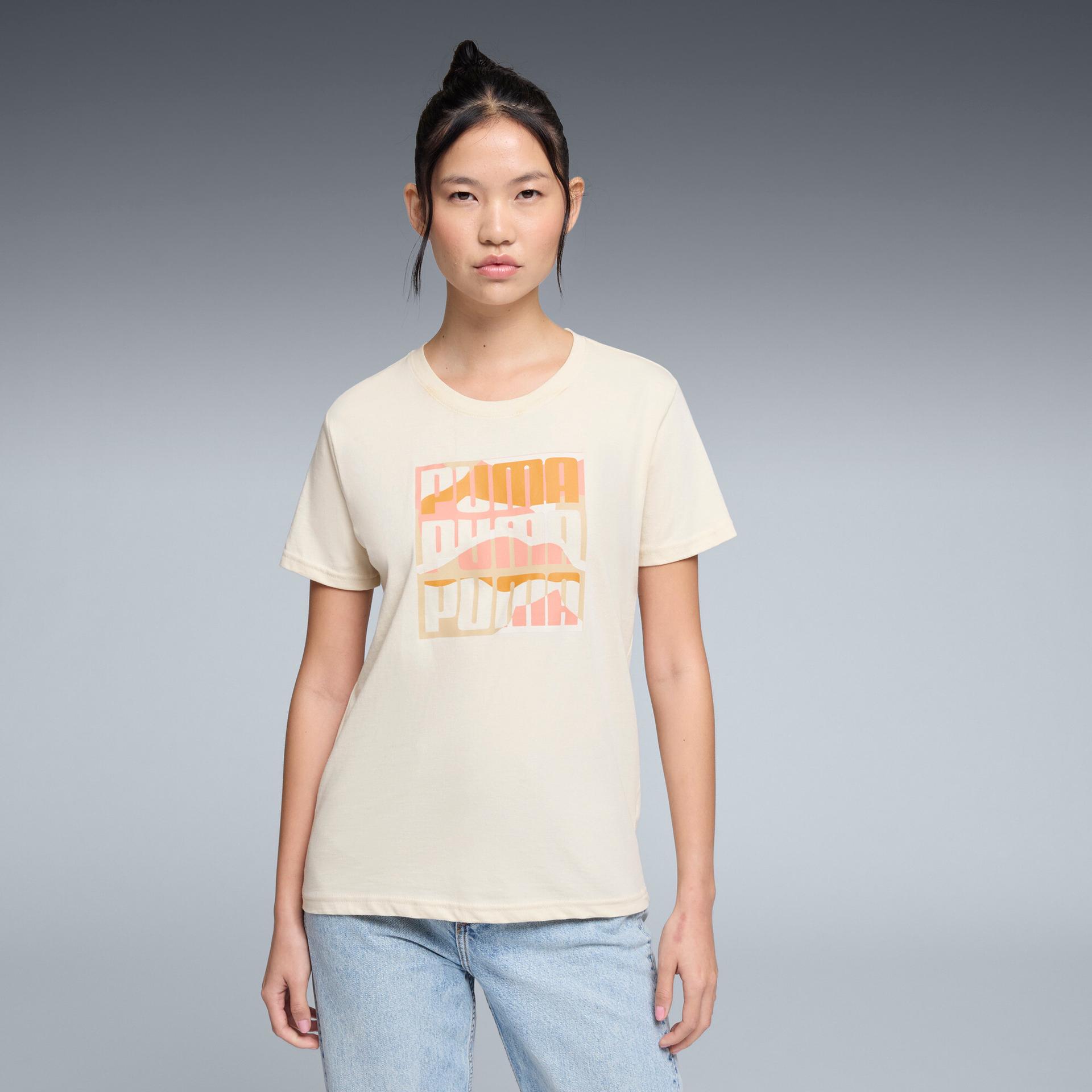 puma graphics mountain women's t-shirt in white, size xl