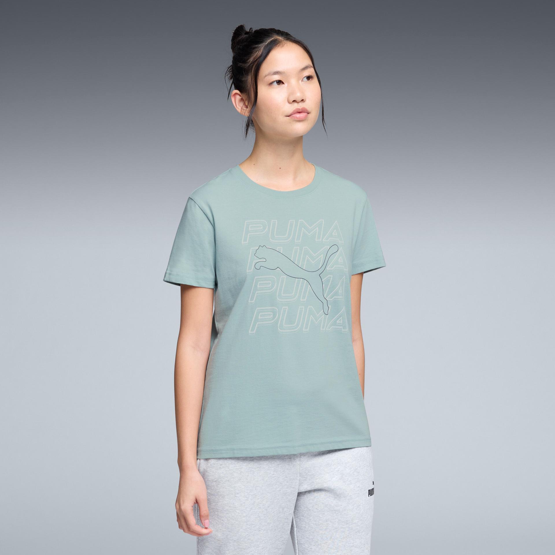 puma graphics repeat women's t-shirt in green, size xl