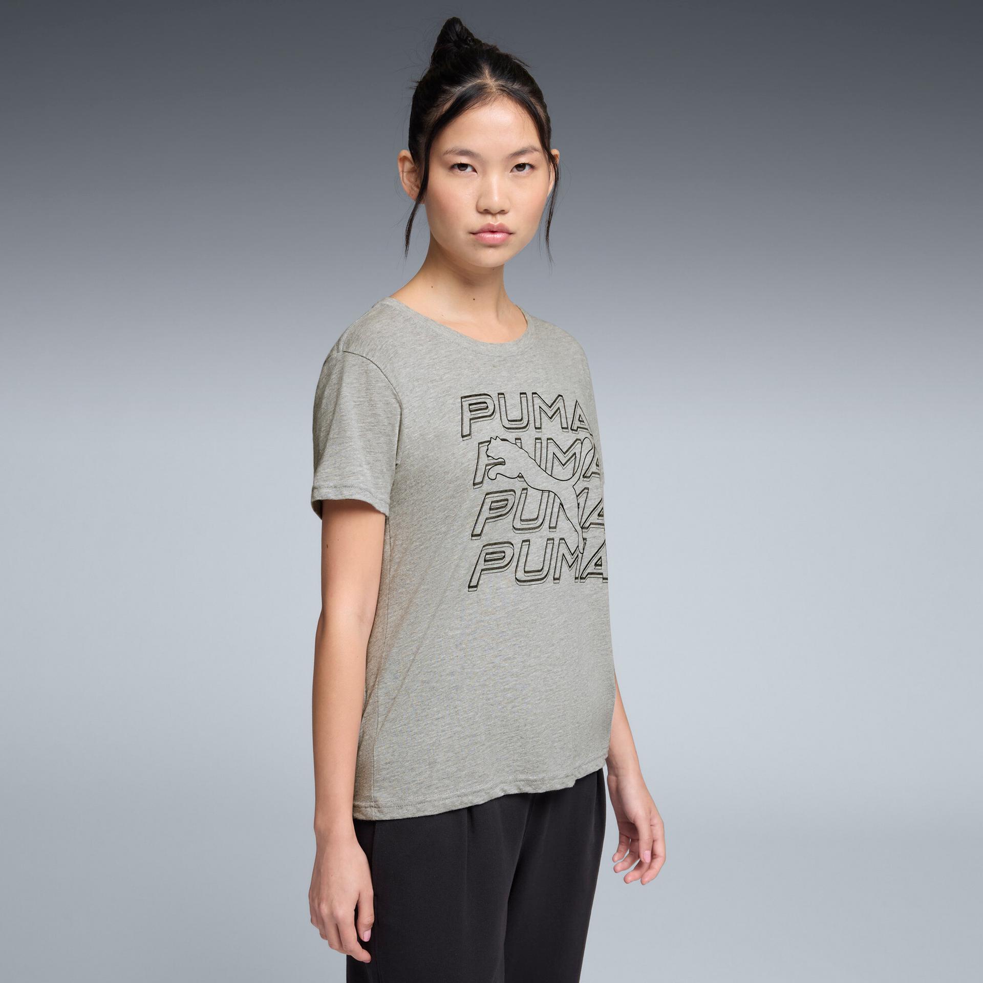 puma graphics repeat women's t-shirt in grey, size xs