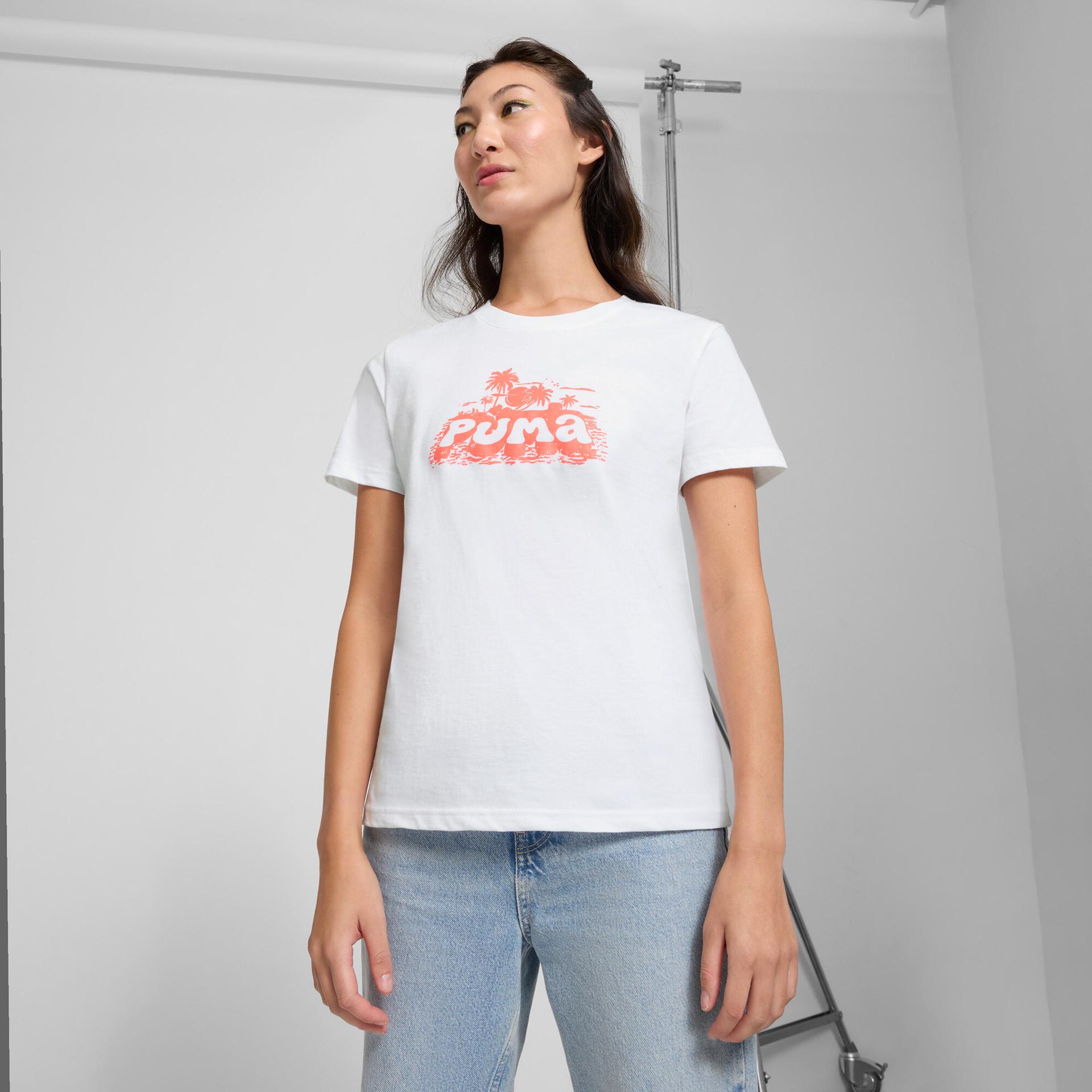 puma graphics summer t-shirt us women in white, size m