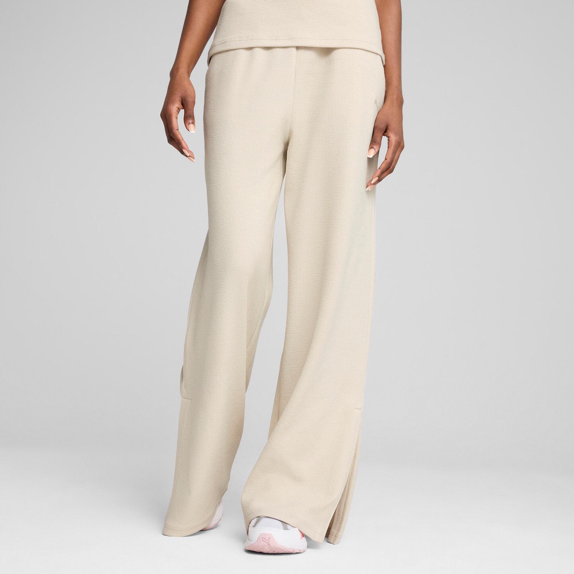 puma her women's comfort high-waist pants in white, size xl