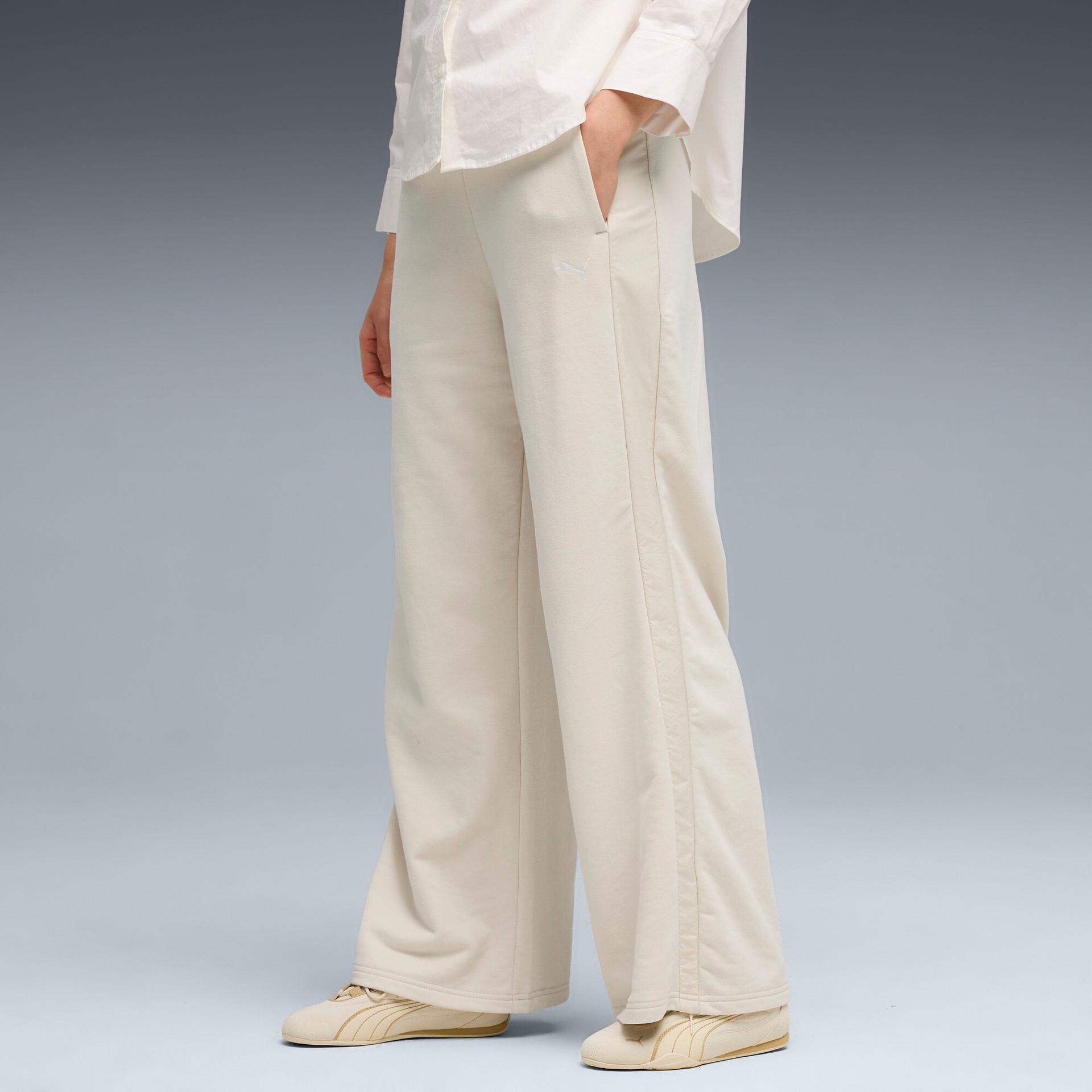 puma her women's high waist, wide leg pants in white, size xxs