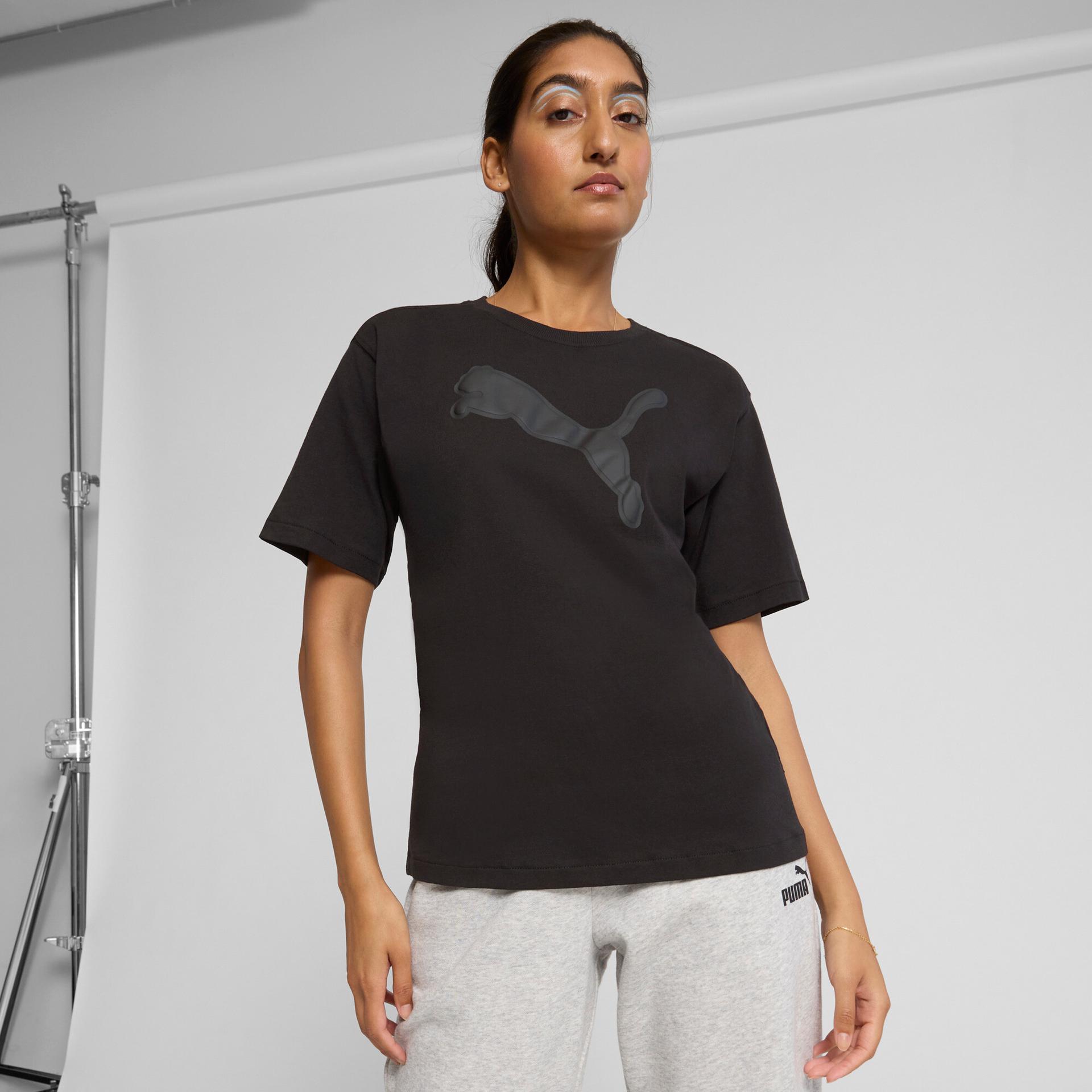 puma her women's t-shirt in black, size 3xl
