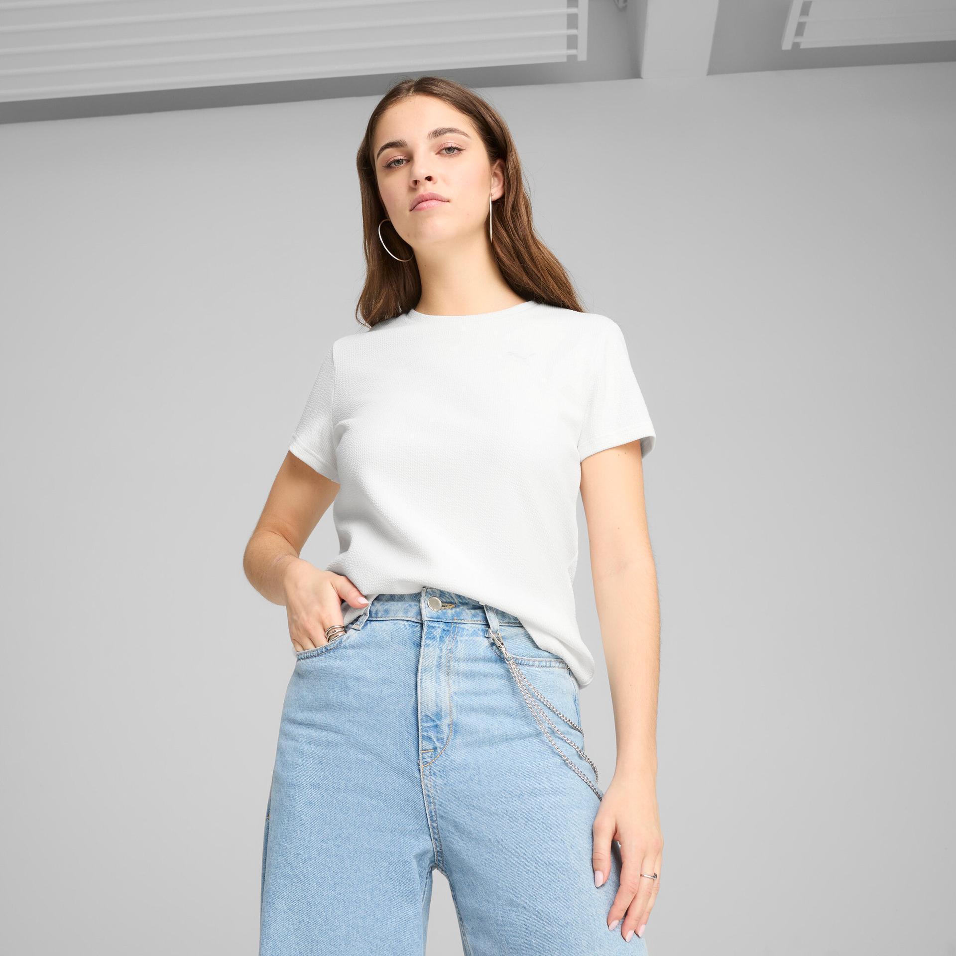 puma her women's t-shirt in white, size m