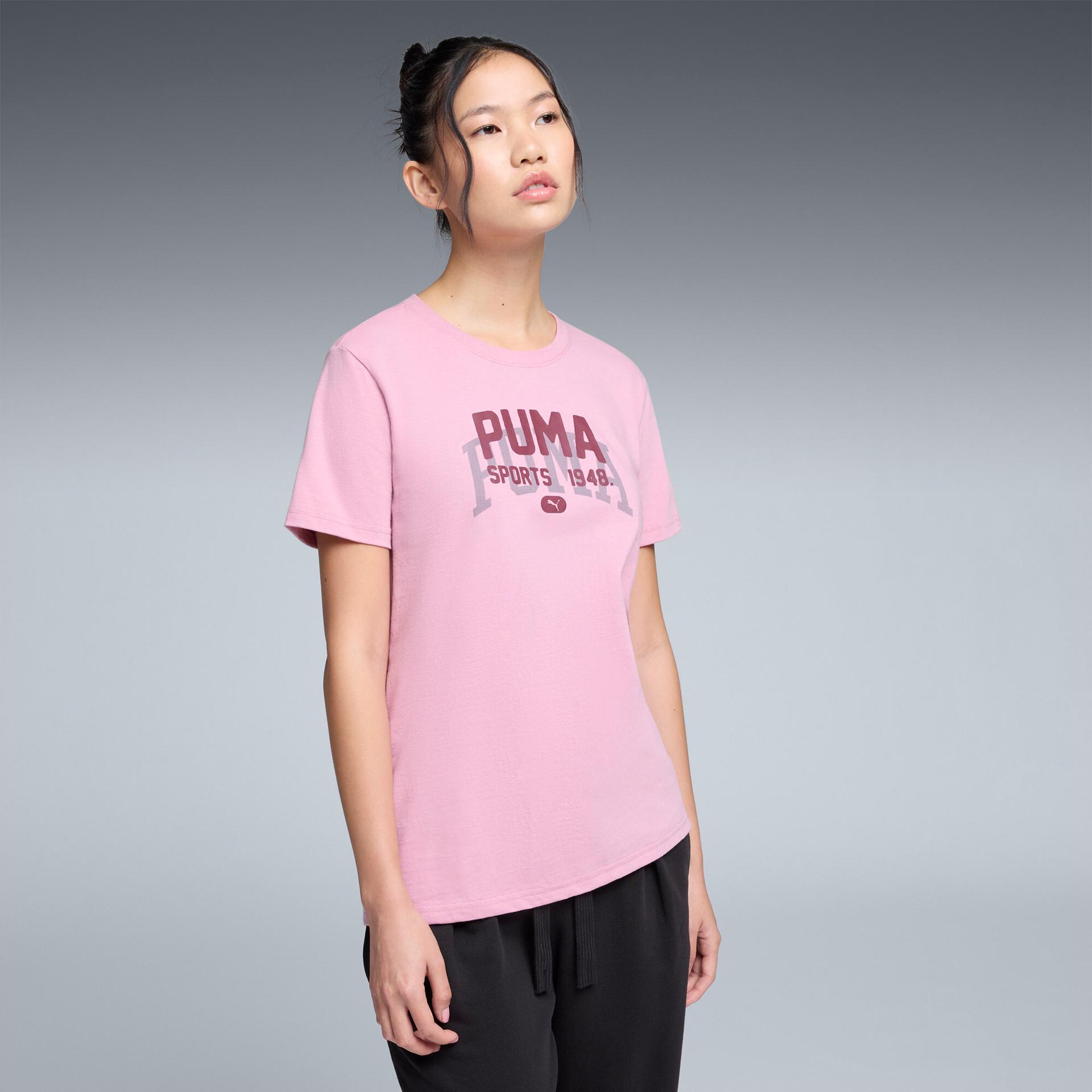 puma house of graphics women's t-shirt in pink, size xs