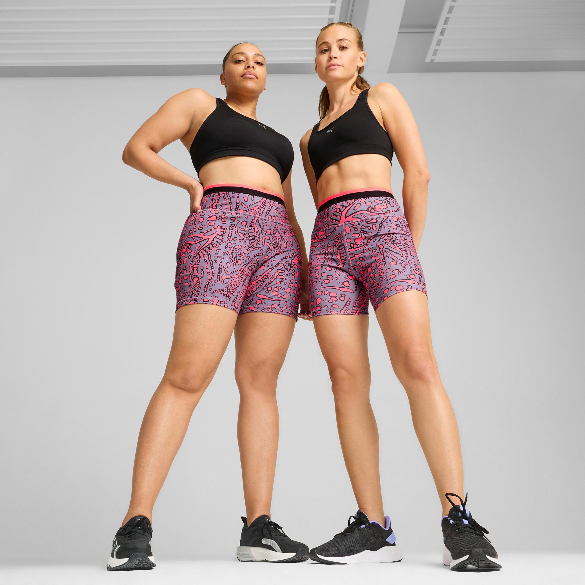 puma hypernatural 5" women's tight shorts in purple, size m