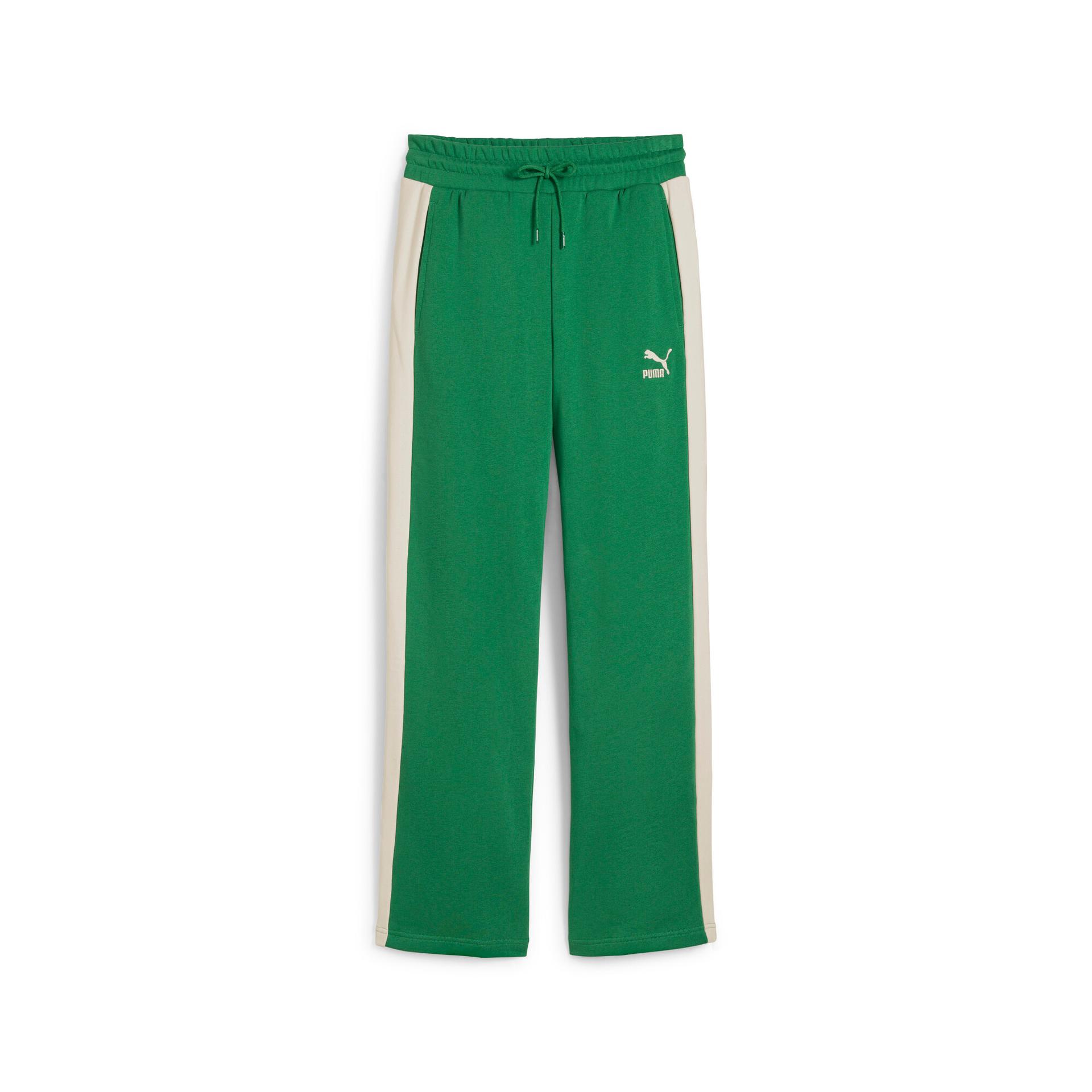 puma iconic t7 women's straight pants in green, size xs