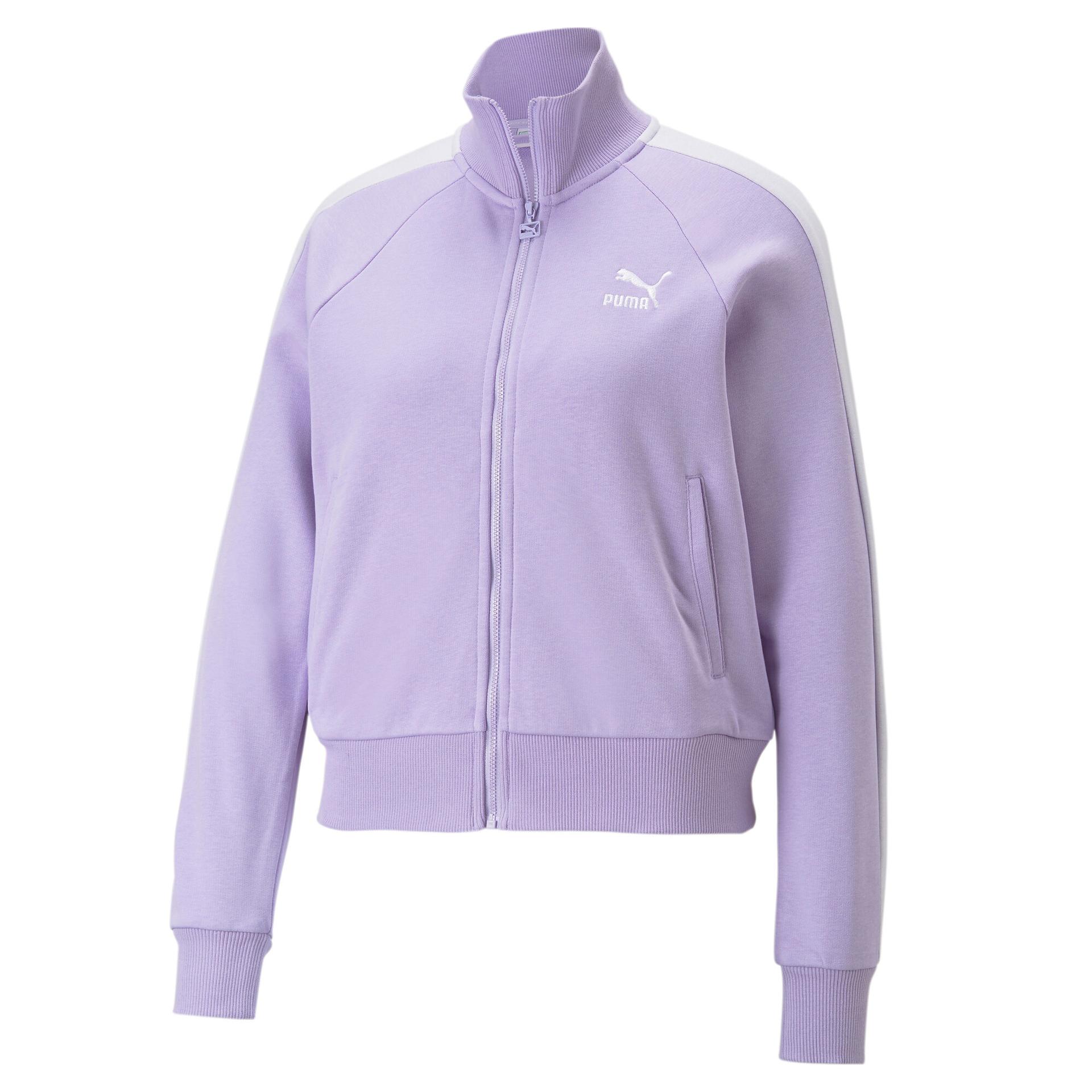 puma iconic t7 women's track jacket in purple, size xxs