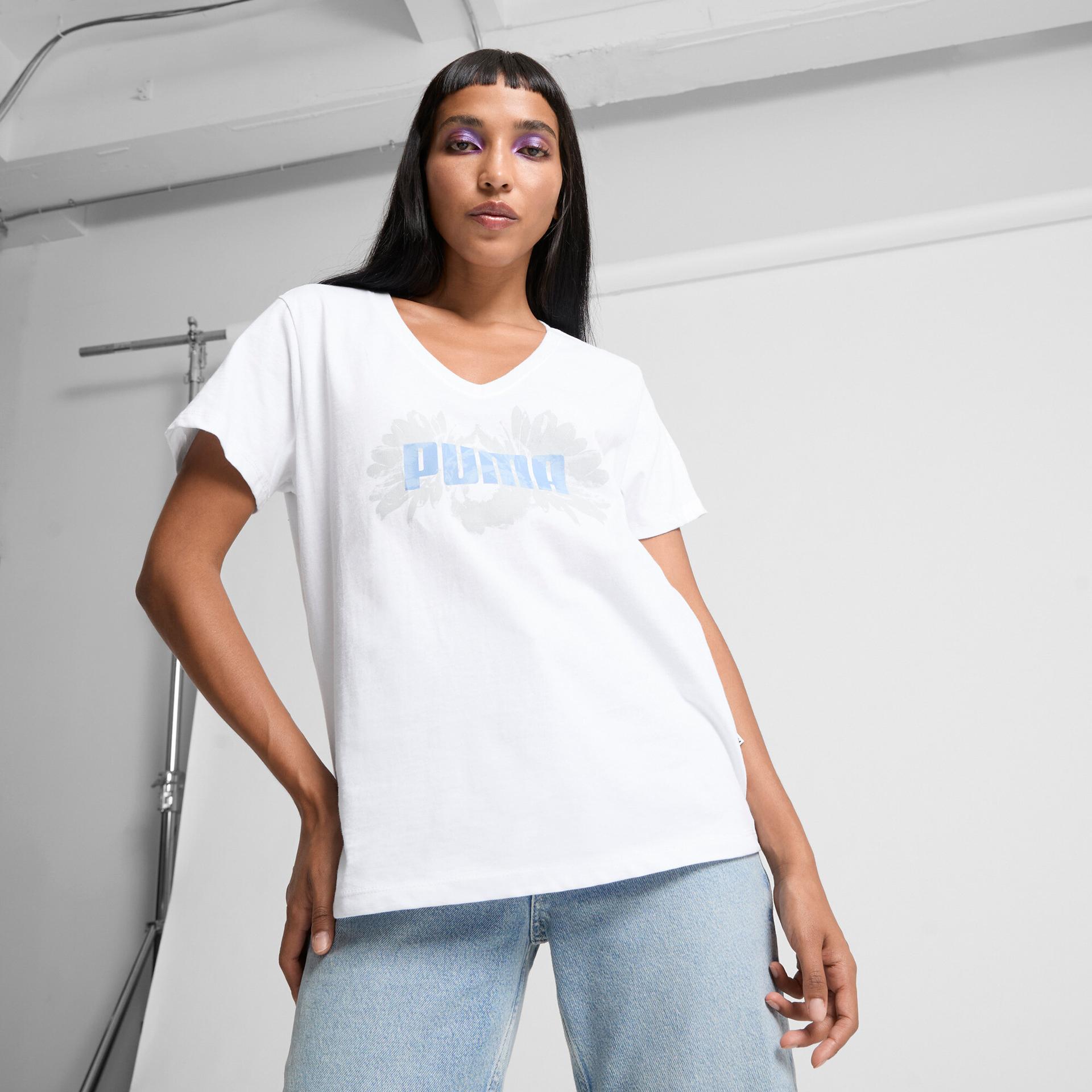 puma in full bloom women's t-shirt in white, size l