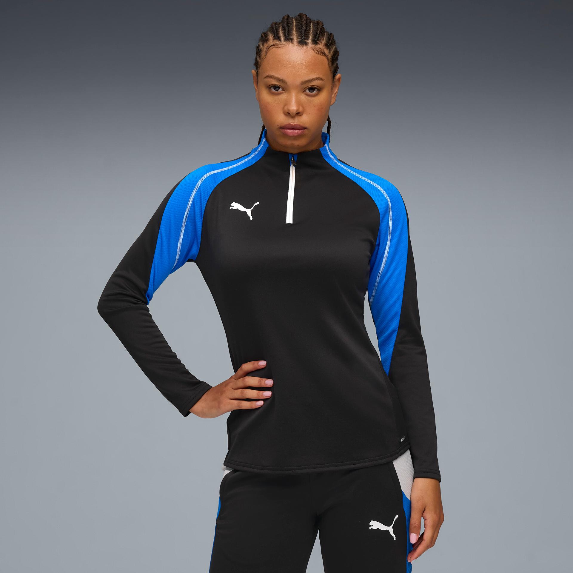 puma individualblaze women's quarter-zip soccer top shoes in black, size s