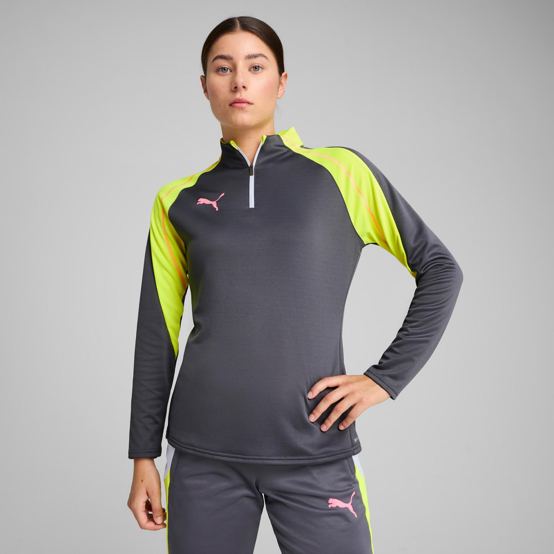 puma individualblaze women's quarter-zip soccer top shoes in grey, size m