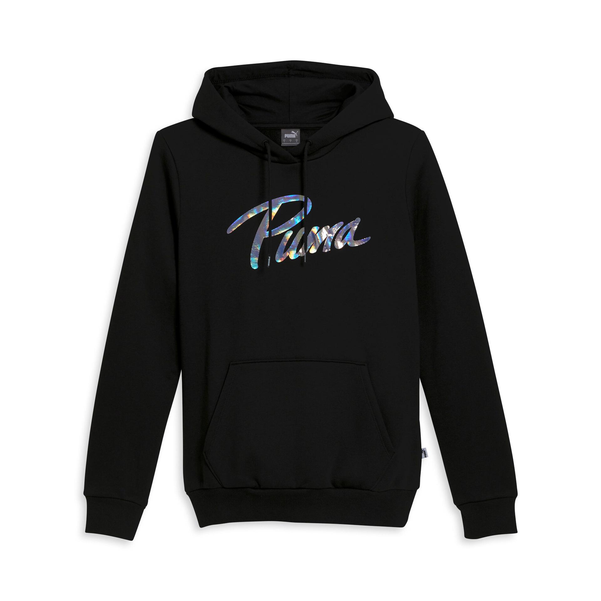 puma iridescent women's hoodie in black, size 3xl