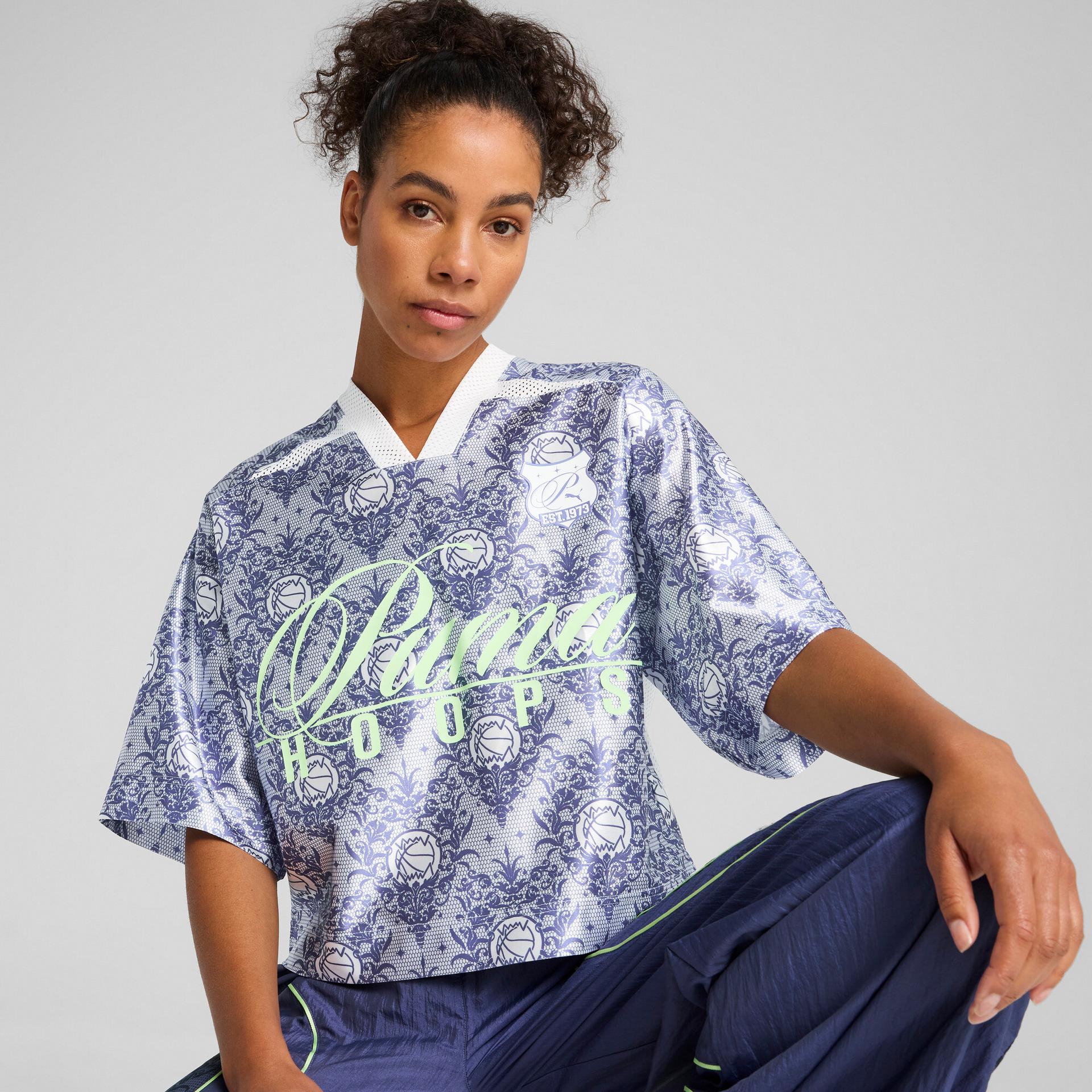 puma lace em up women's crop top in white, size xs