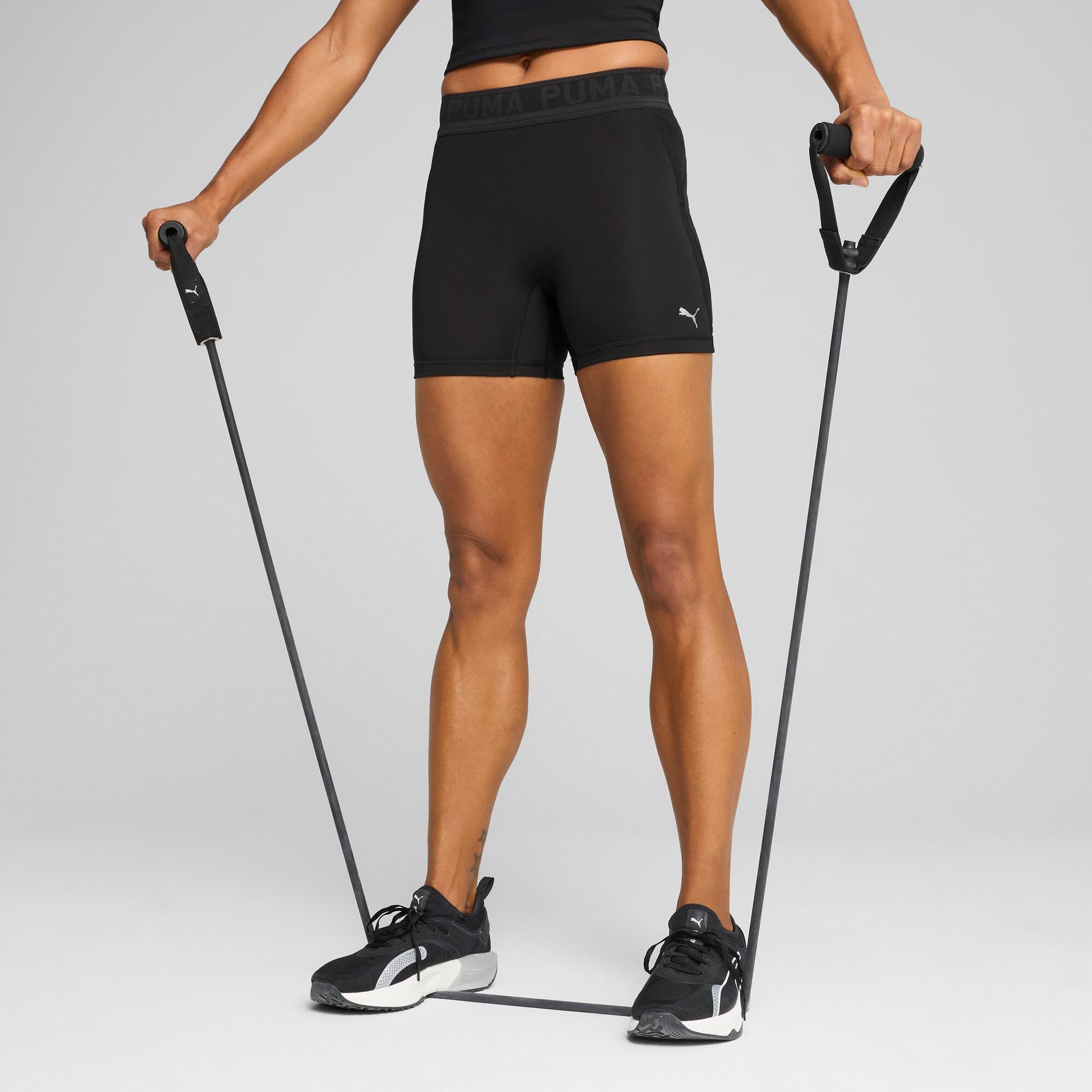 puma lace women's high-waisted 5" short tights in black, size s