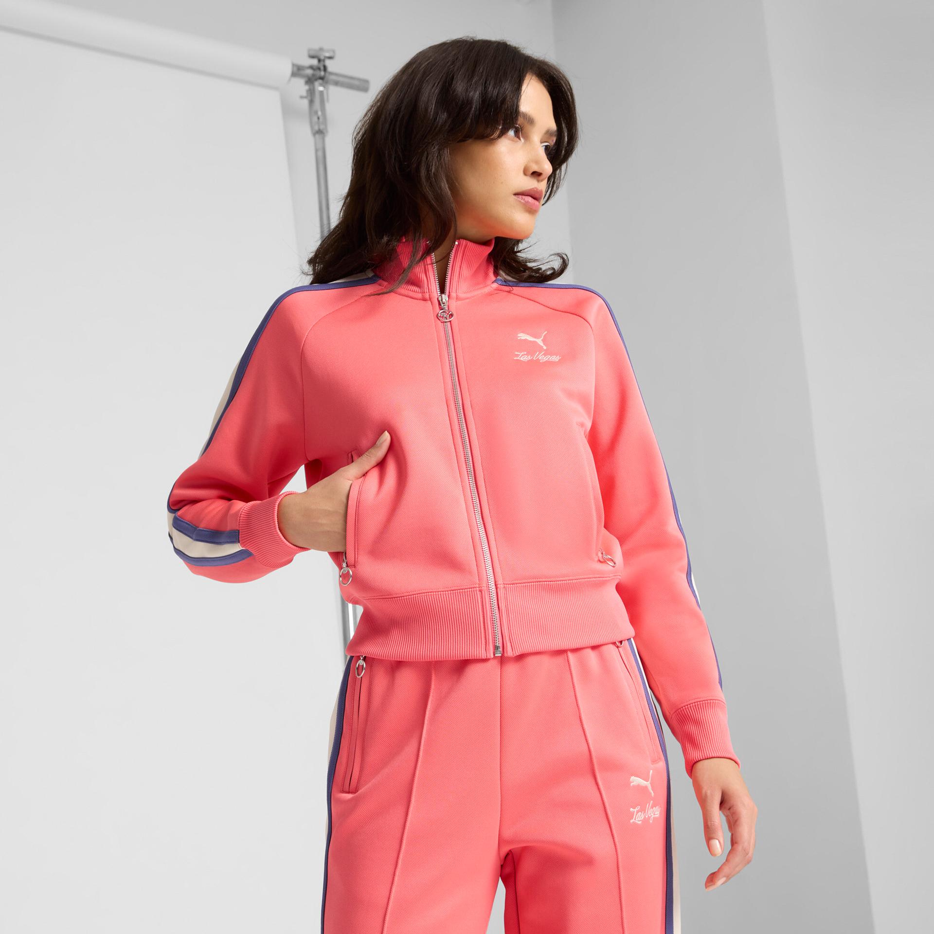 puma las vegas t7 women's track jacket in red, size l