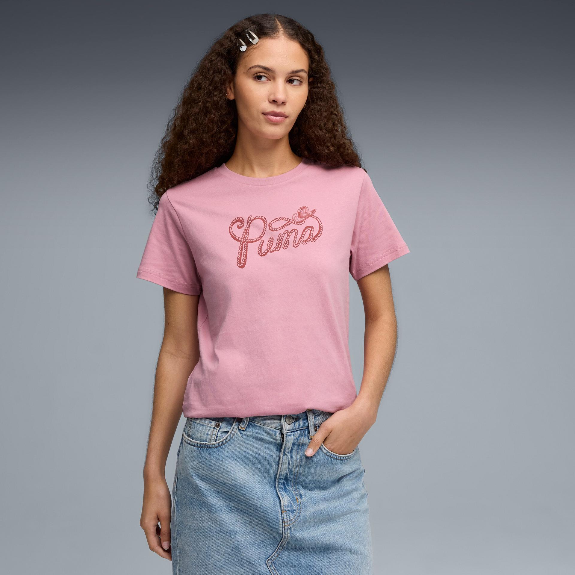 puma lasso women's t-shirt in pink, size l