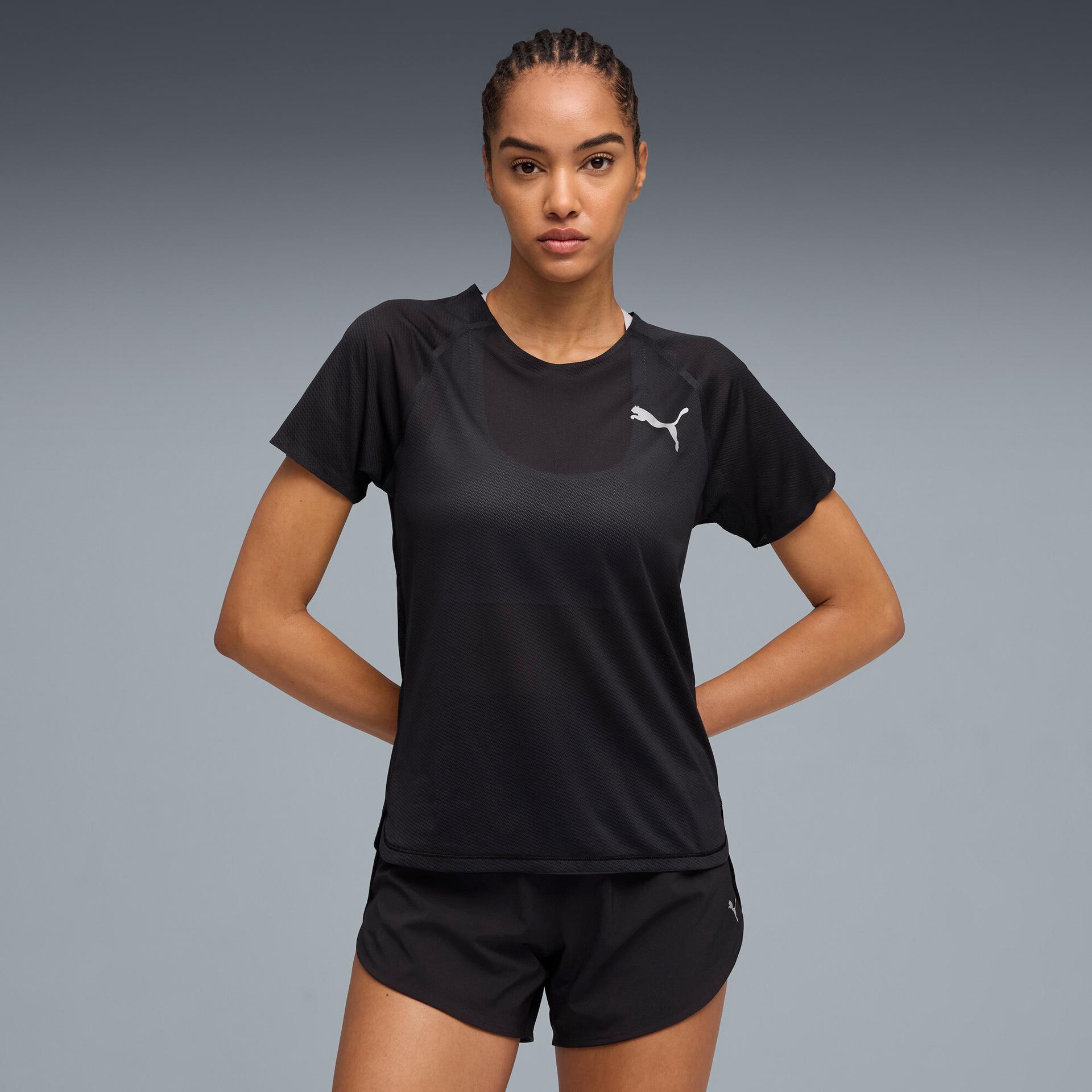 puma lightspeed women's running t-shirt in black, size xxs