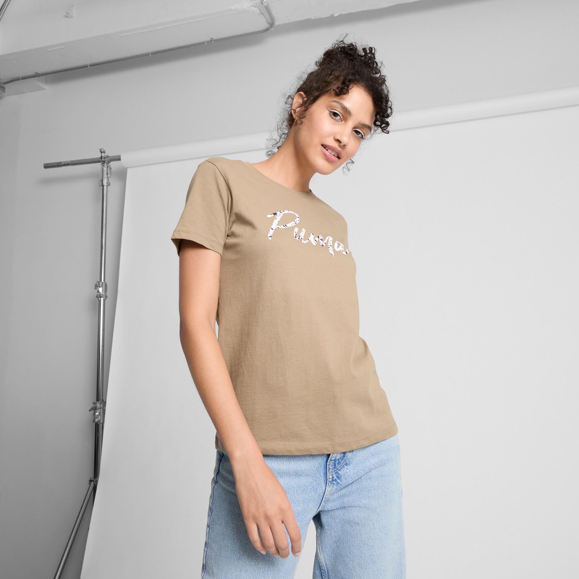 puma live in speckle women's t-shirt in beige, size m