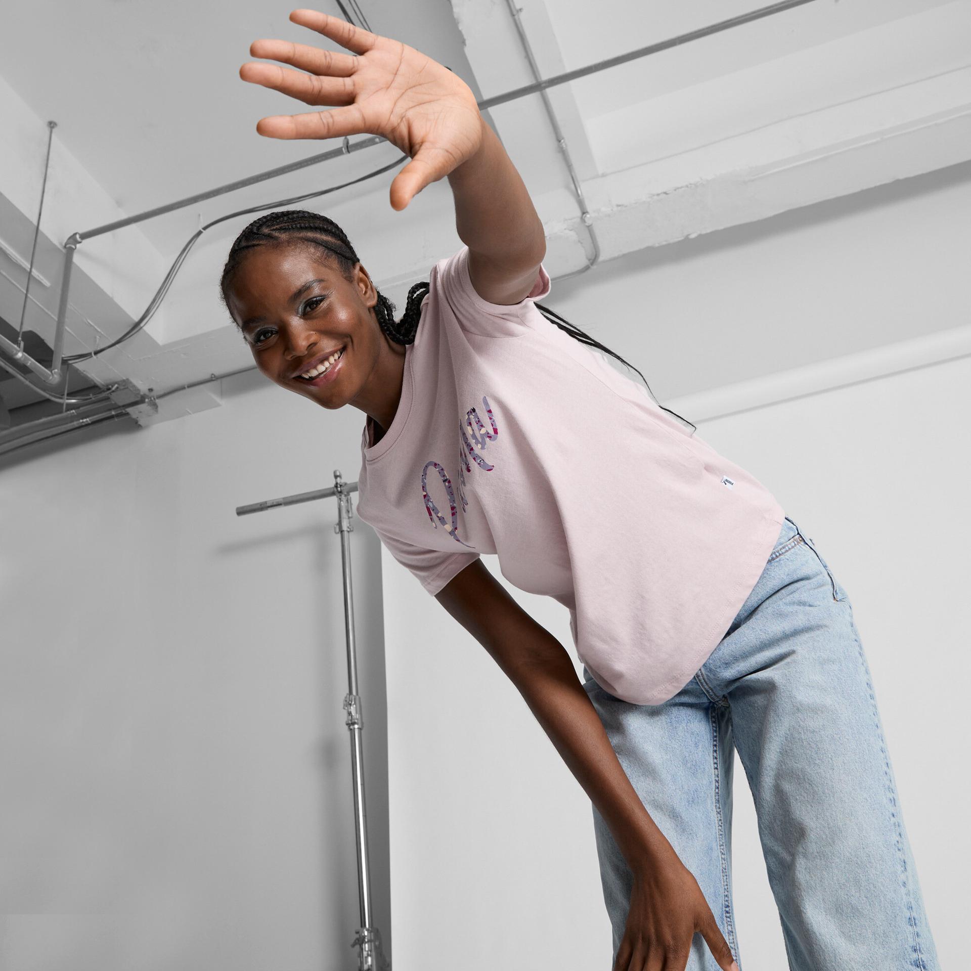 puma live in speckle women's t-shirt in pink, size m