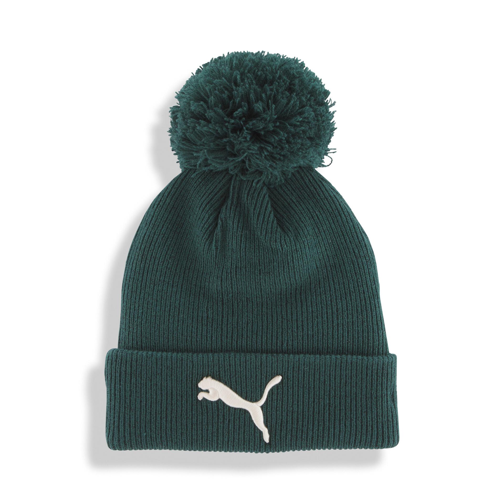 puma lurex knit beanie hat in green