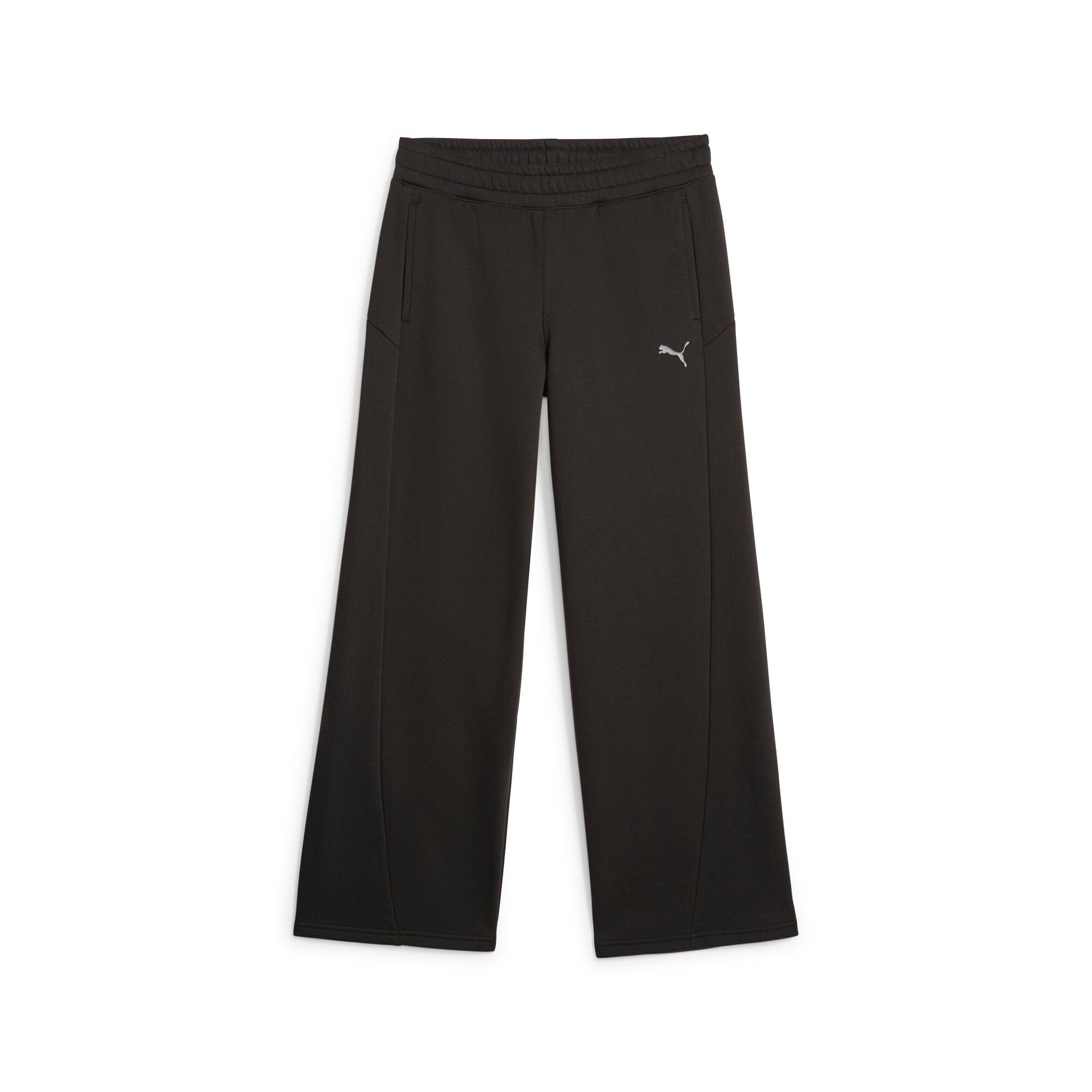puma motion women's straight leg sweatpants in black, size m