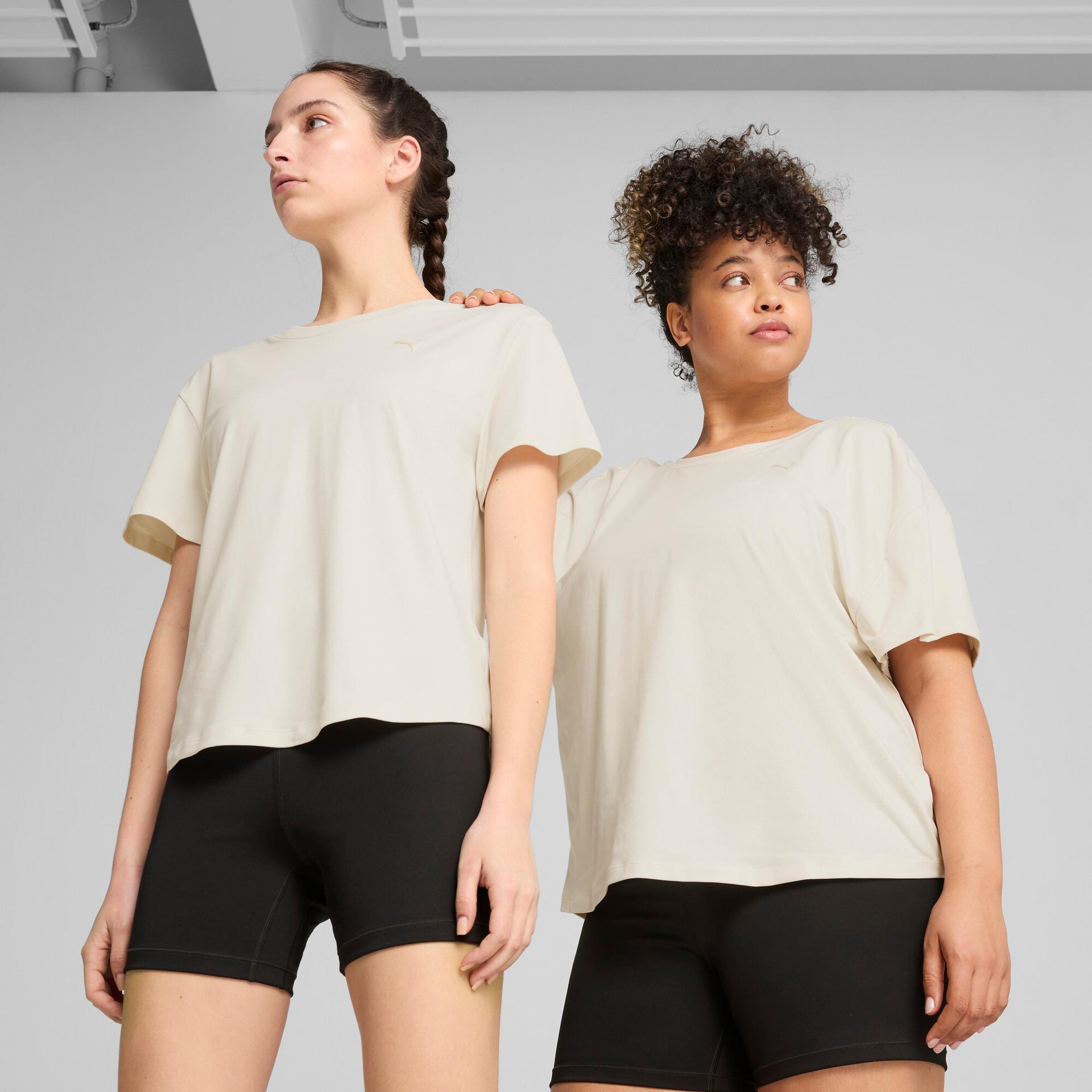 puma move cloudspun women's loose fit t-shirt in white, size xs