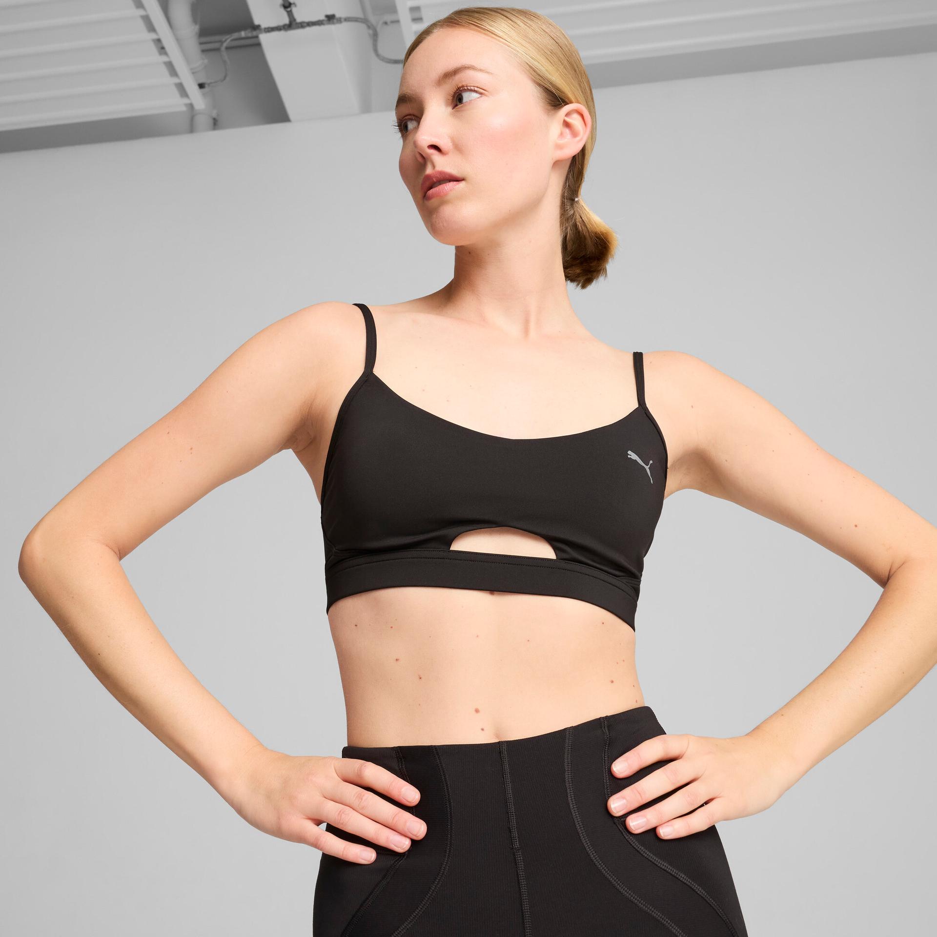 puma move ultrabare women's sports bra in black, size l