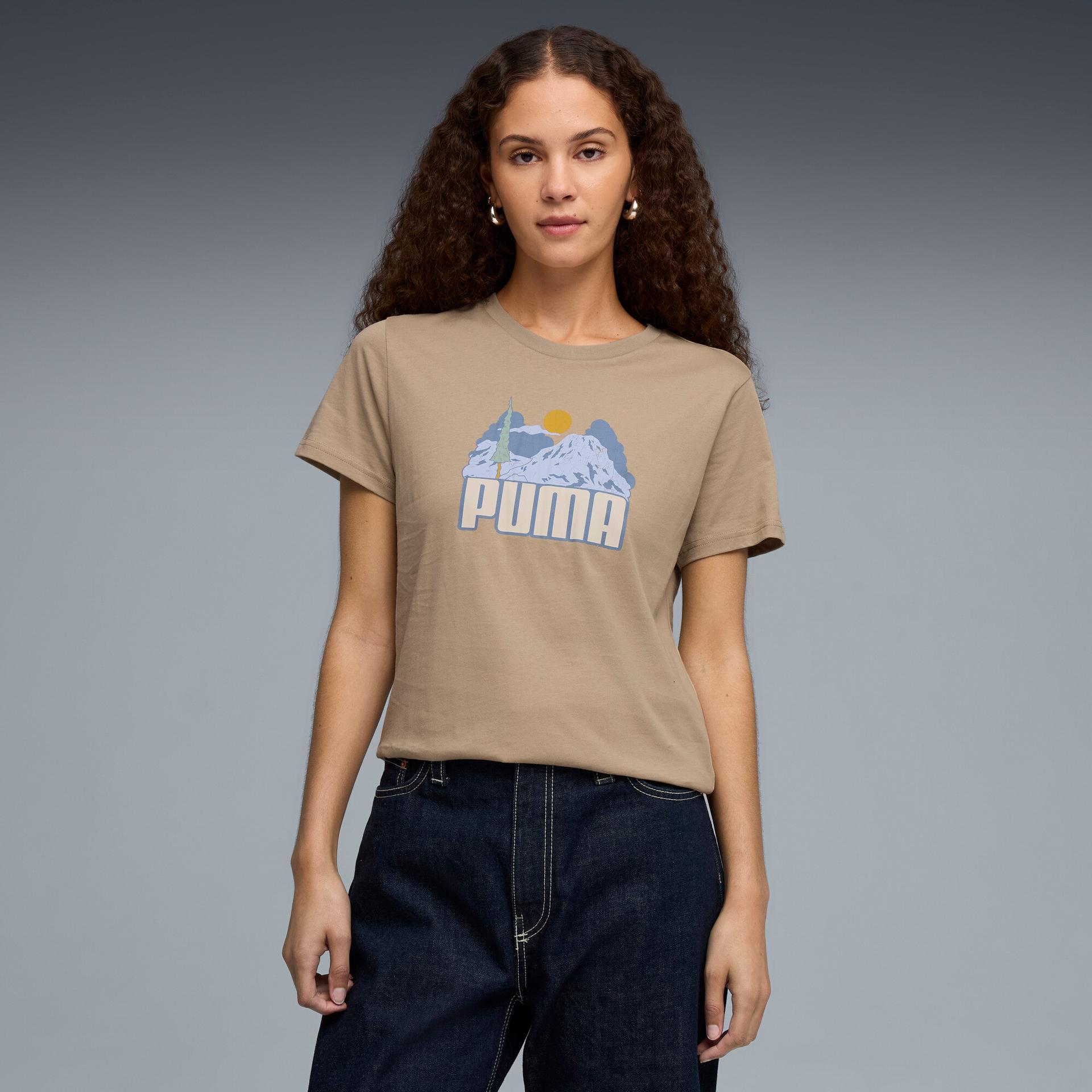 puma nature women's t-shirt in beige, size l