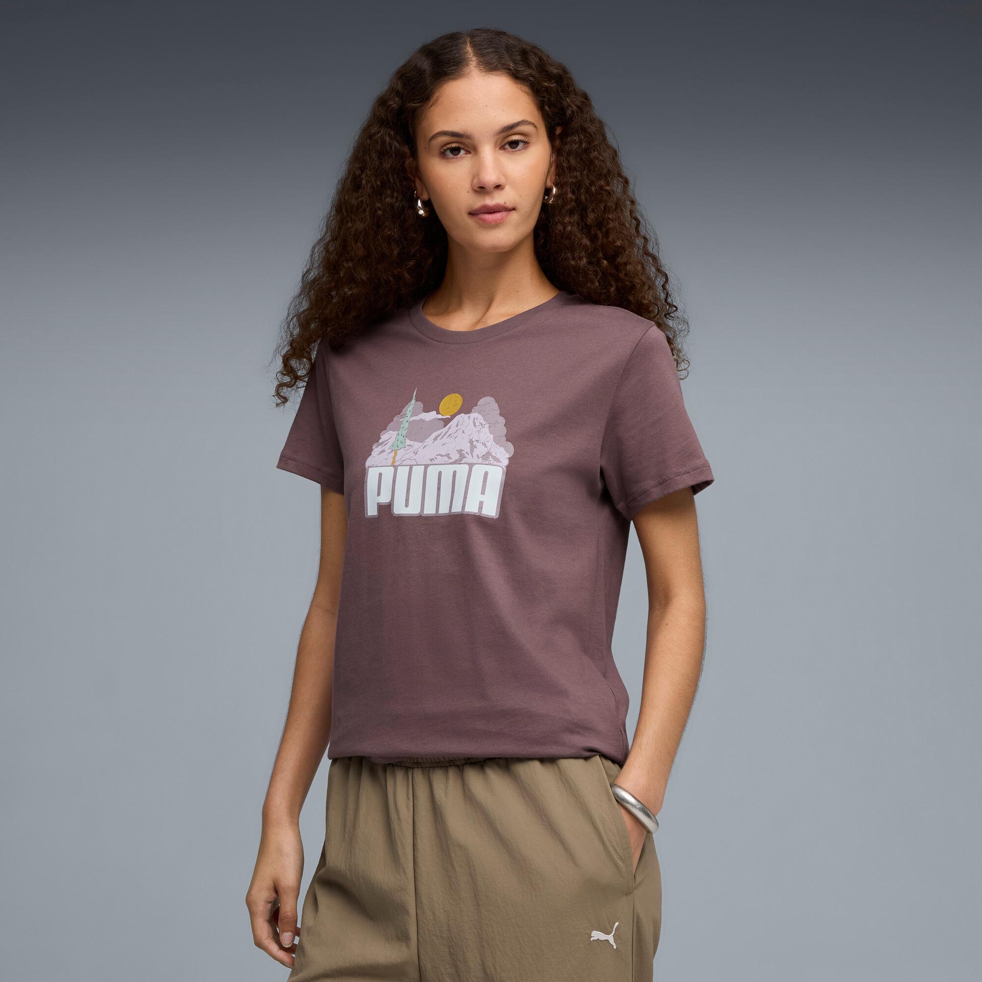 puma nature women's t-shirt in purple, size l
