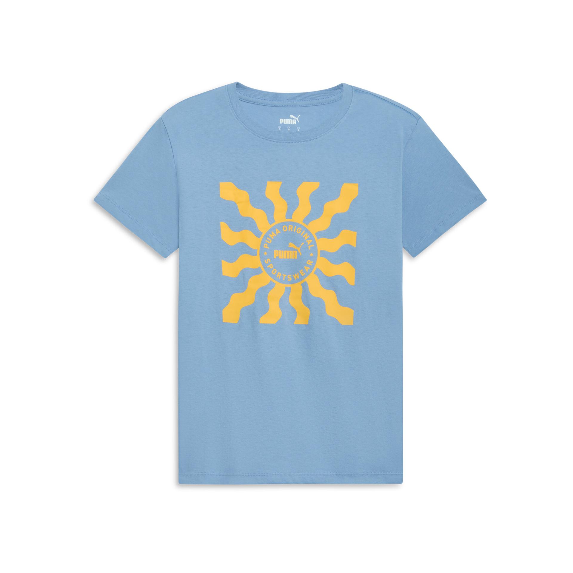 puma novelty sun women's t-shirt in blue, size l