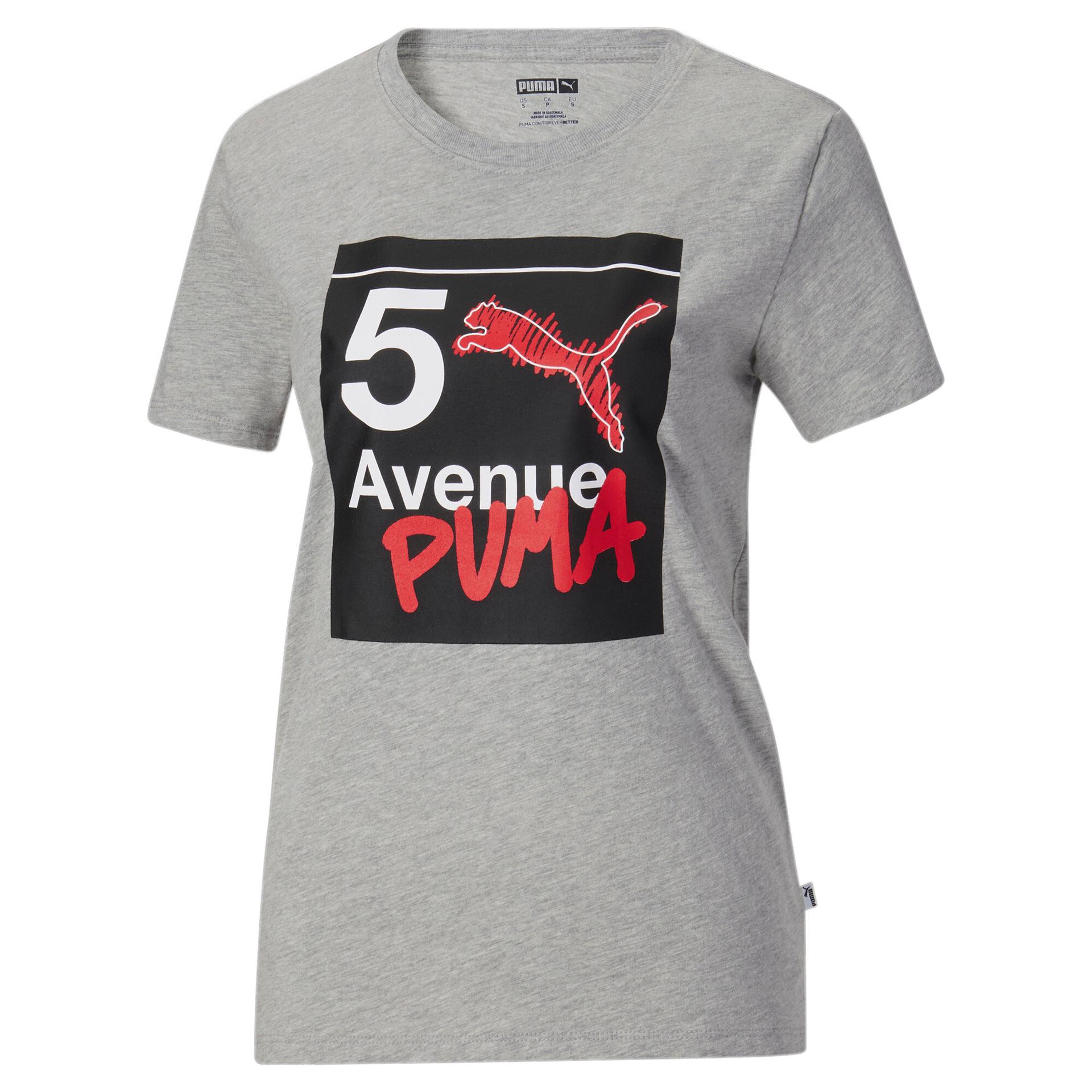 puma nyc 5th ave subway women's t-shirt in grey, size xs