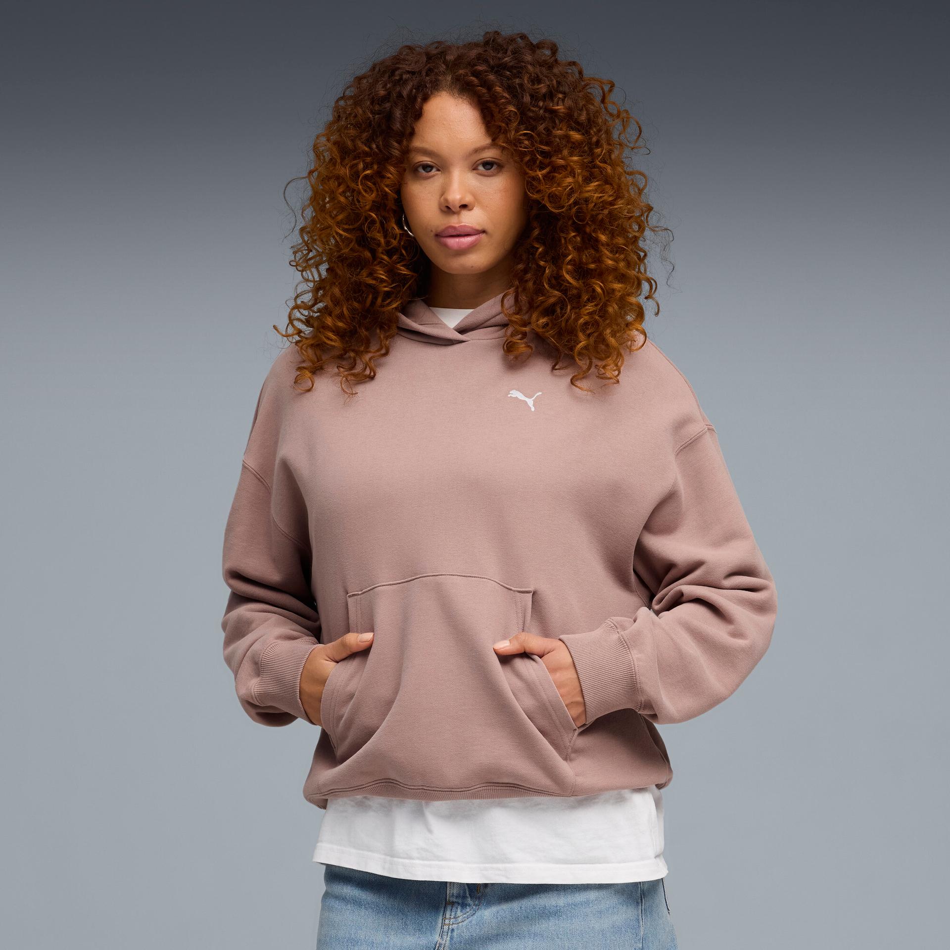 puma peach touch women's hoodie in beige, size xl