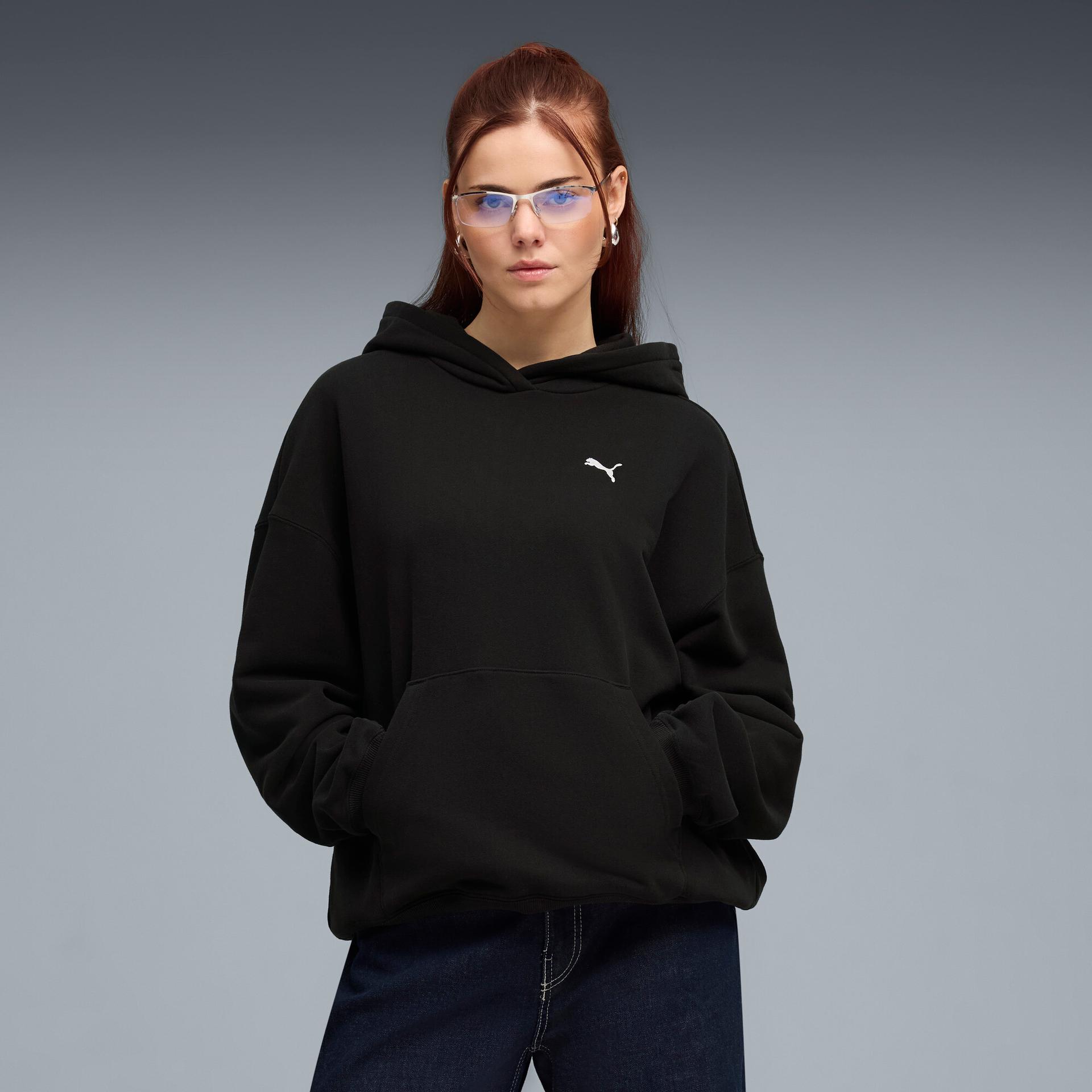 puma peach touch women's hoodie in black, size s
