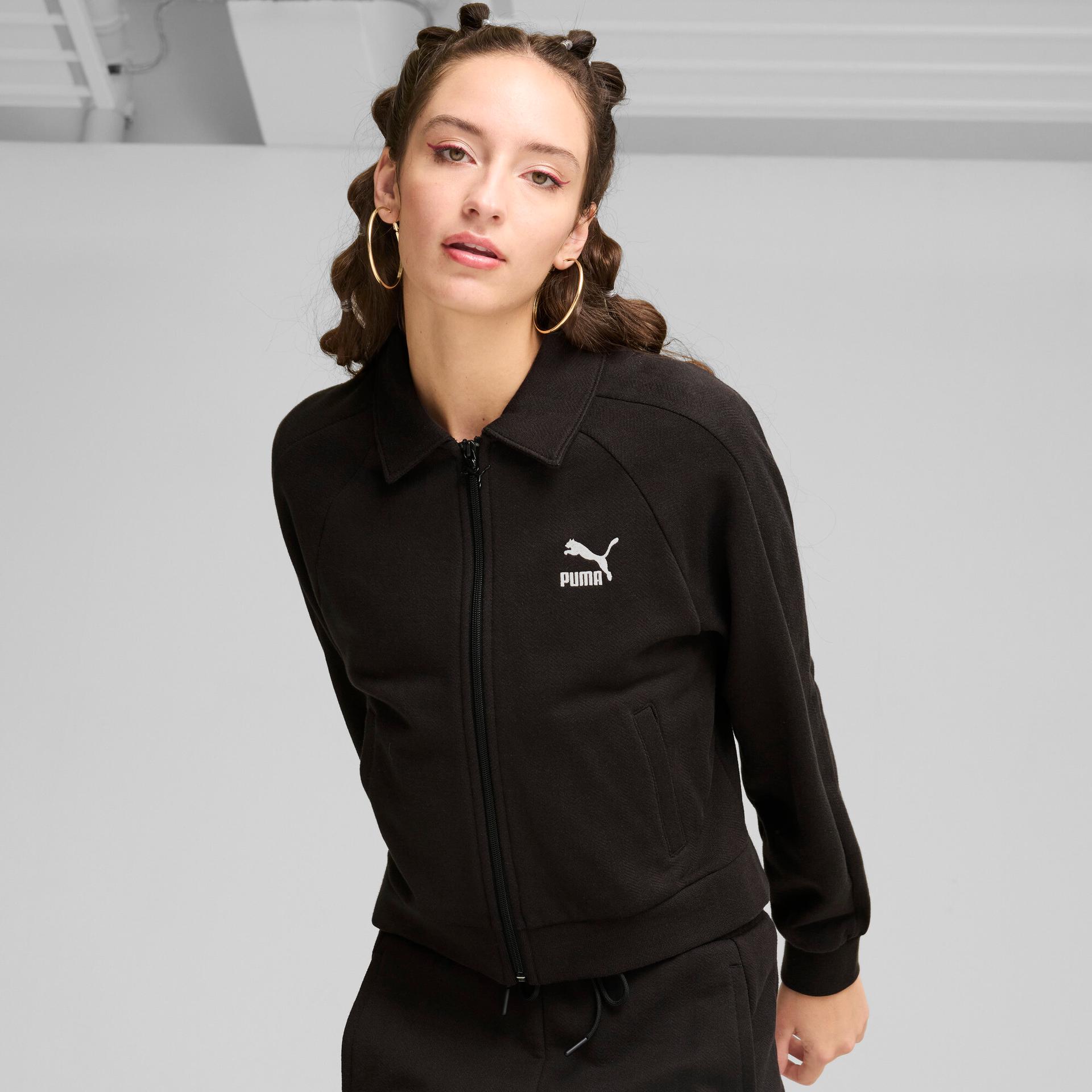 puma play loud t7 women's track jacket ii in black, size 3xl