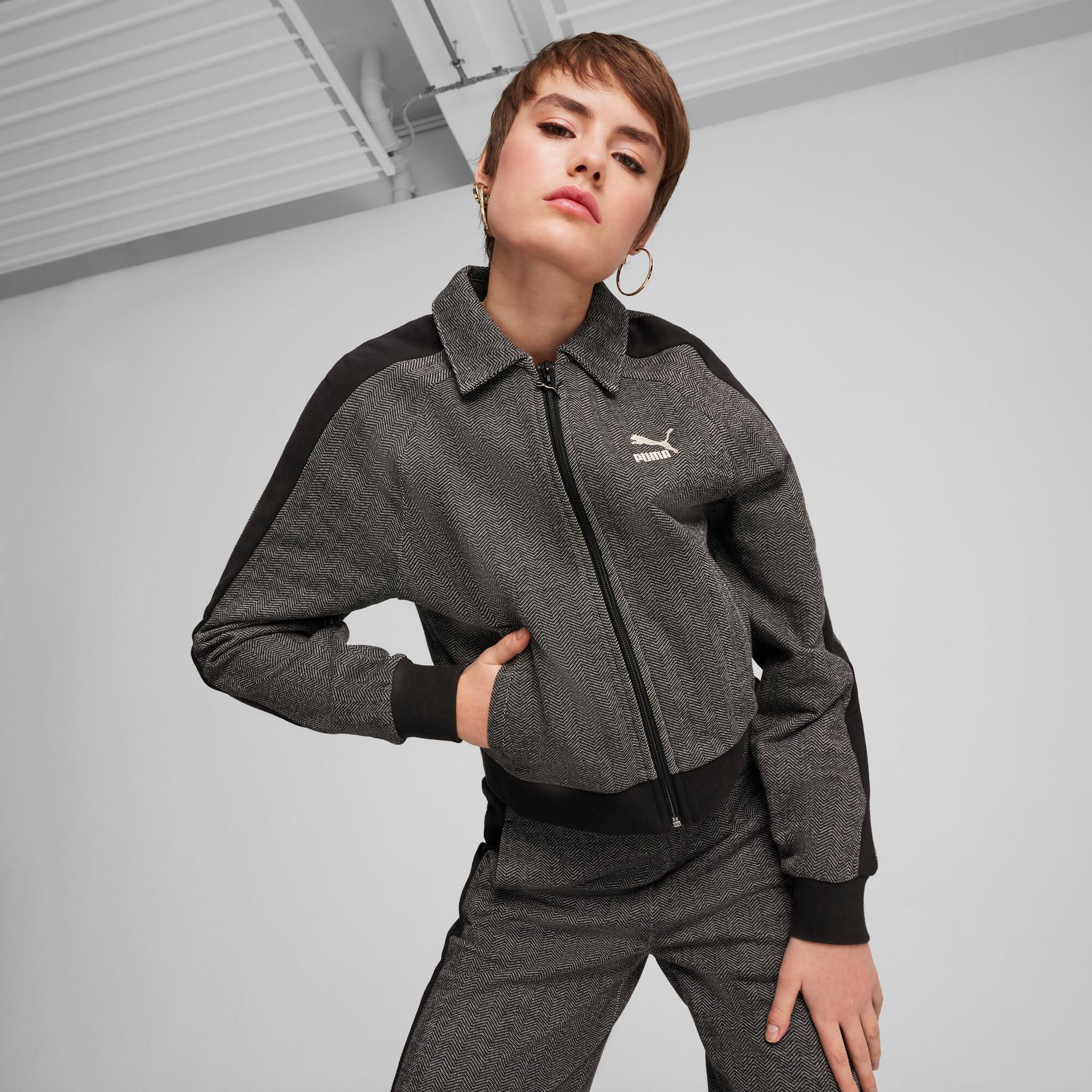 puma play loud t7 women's track jacket ii in black, size l