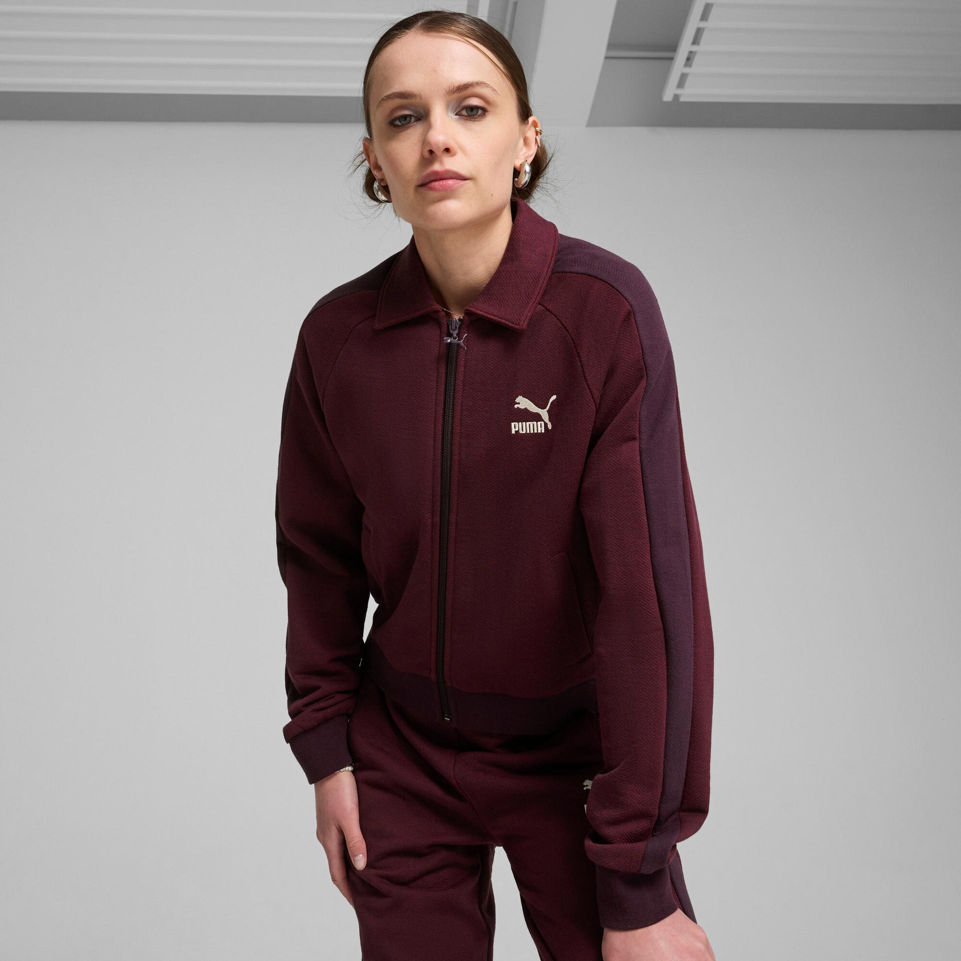 puma play loud t7 women's track jacket ii in purple, size l