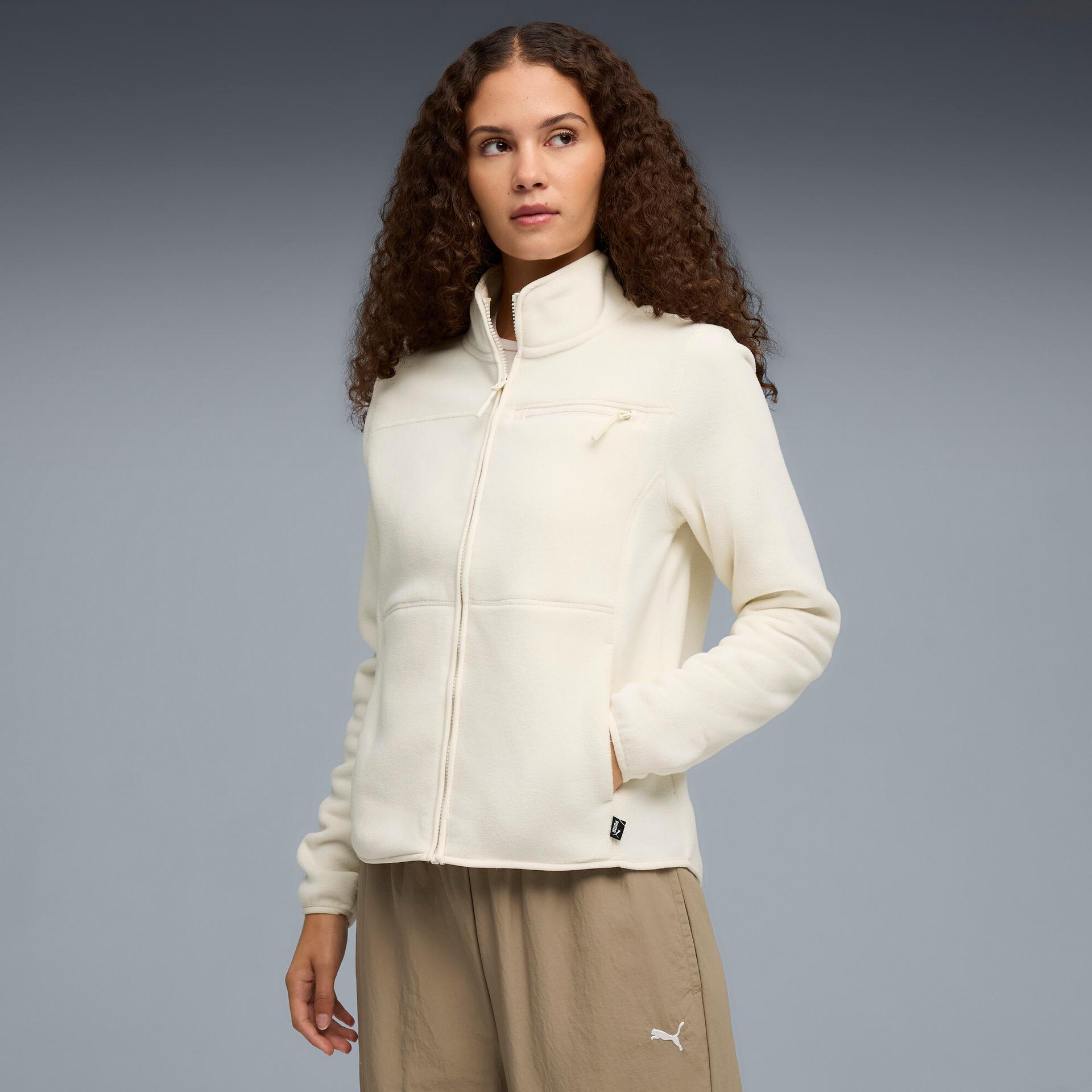 puma polar fleece women's fleece insulated jacket in beige, size l